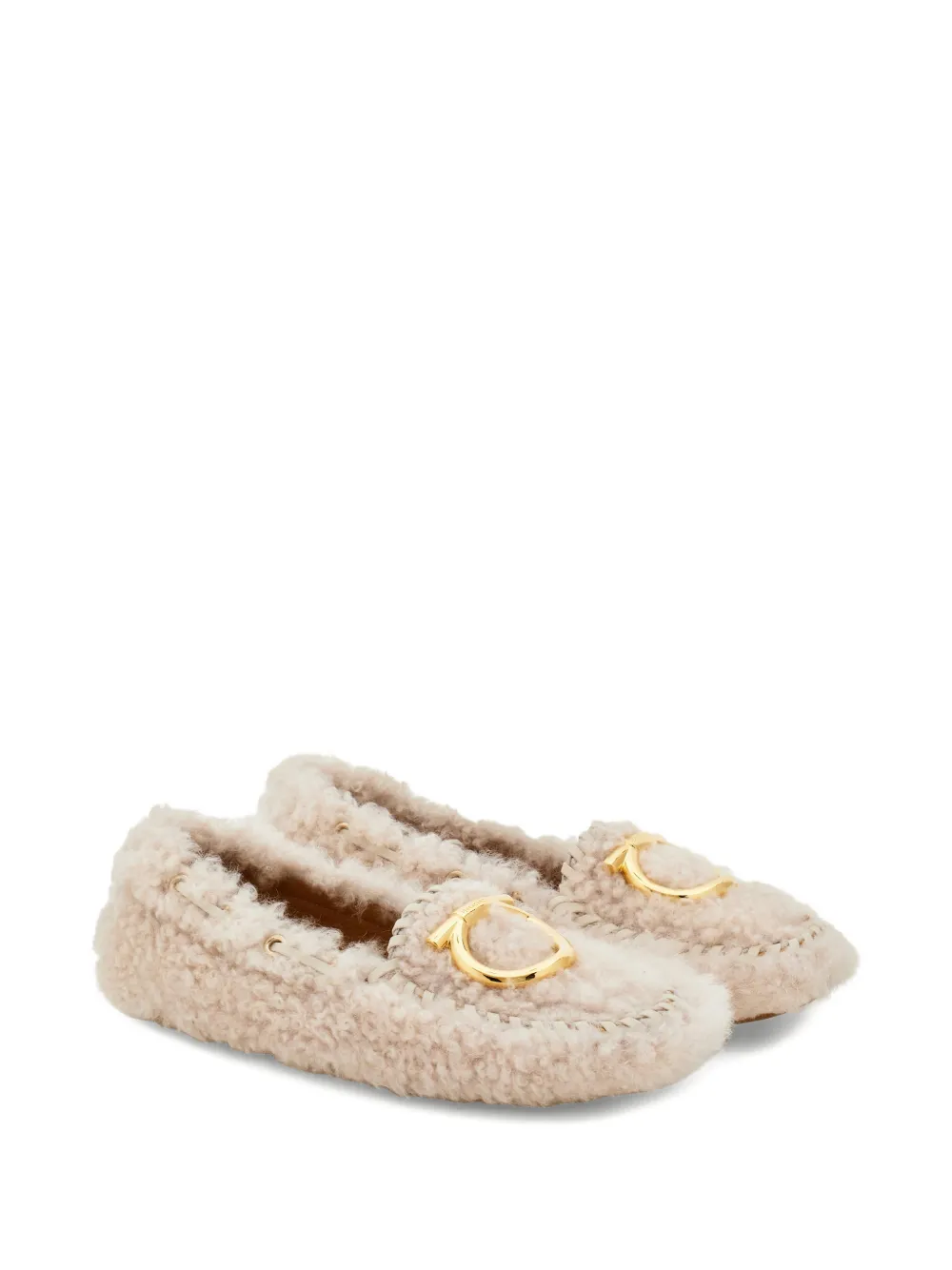 Ferragamo Gancini lammy loafers - Beige