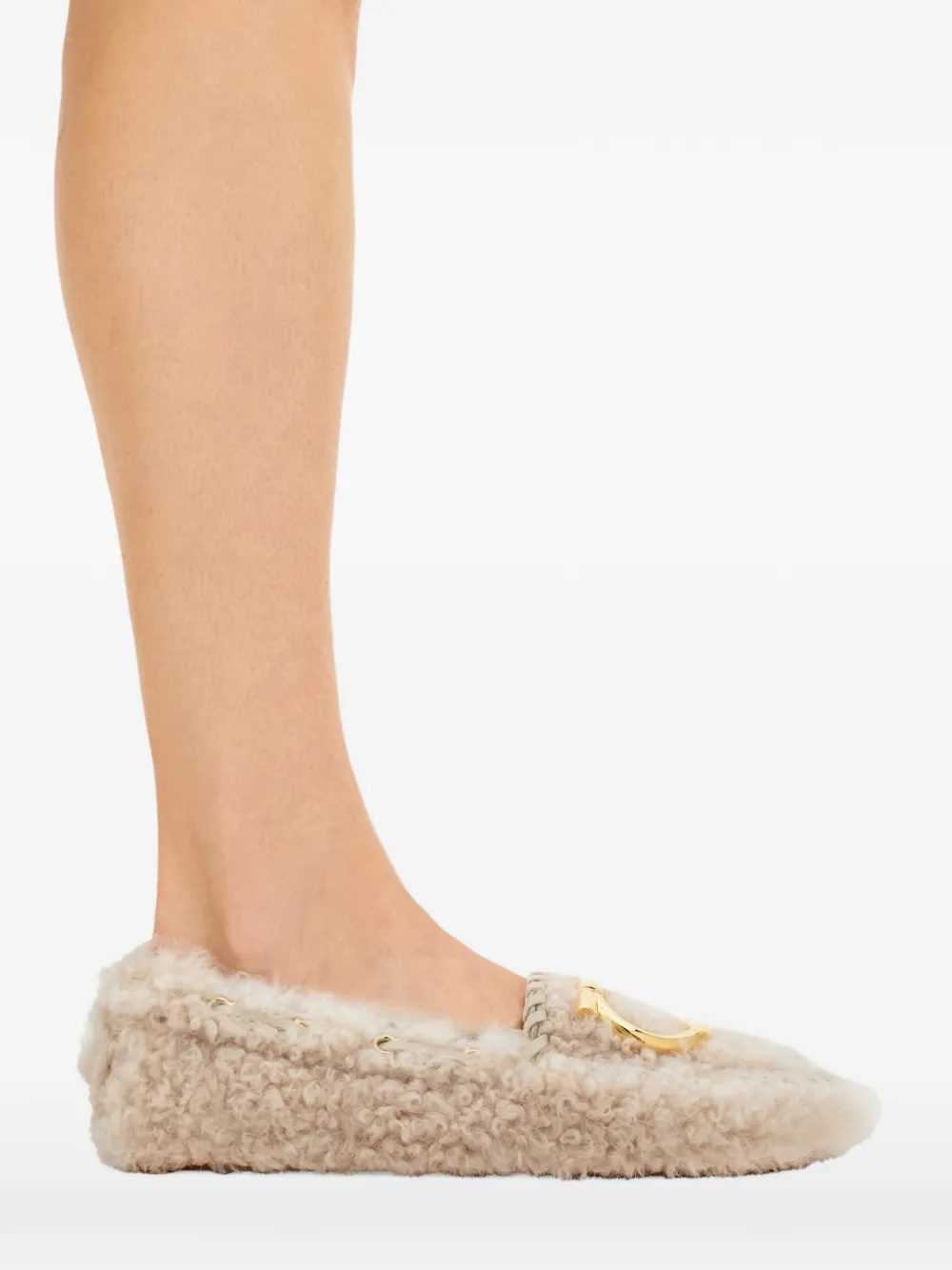 Ferragamo Gancini lammy loafers Beige