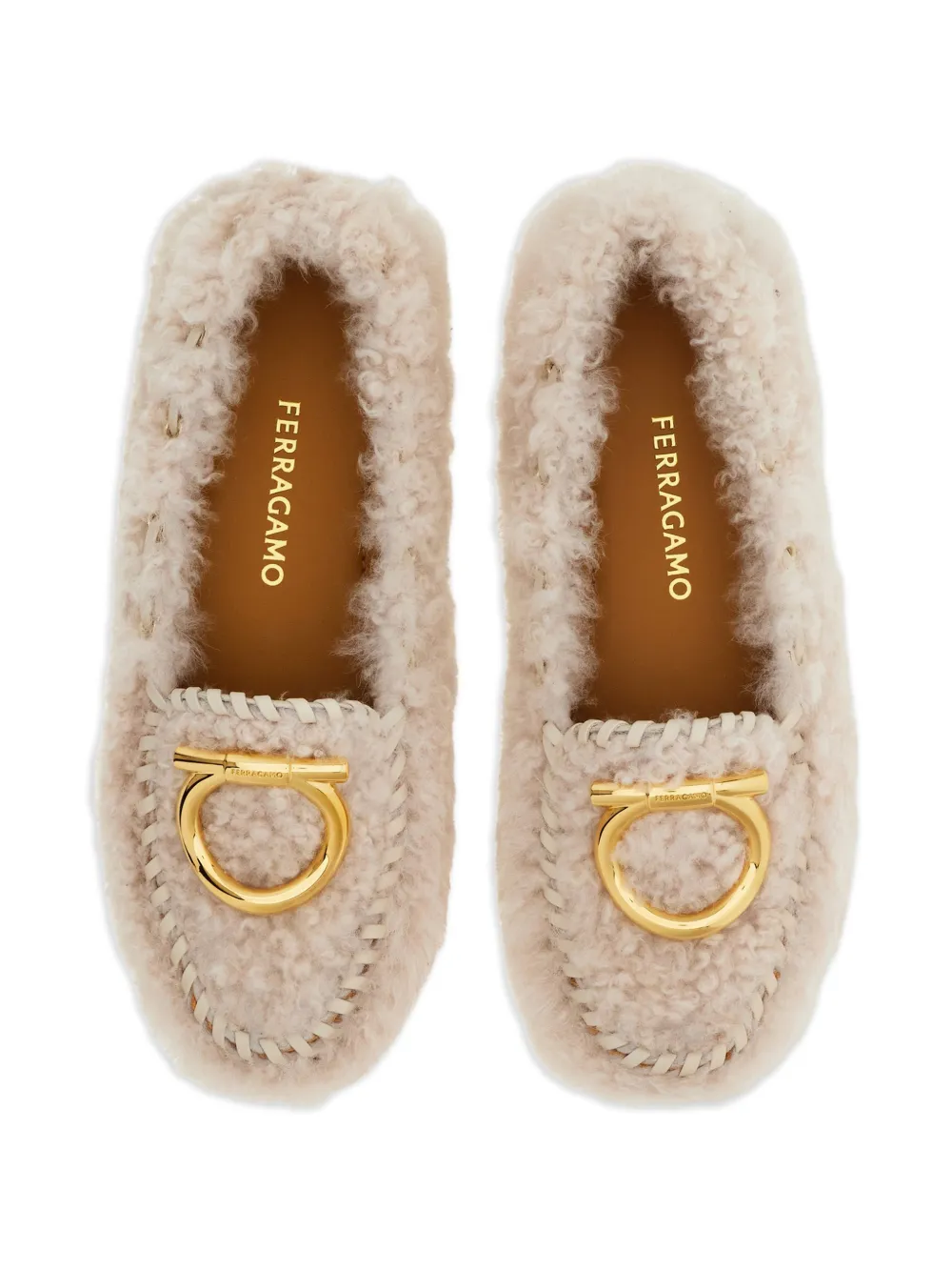 Ferragamo Gancini lammy loafers Beige