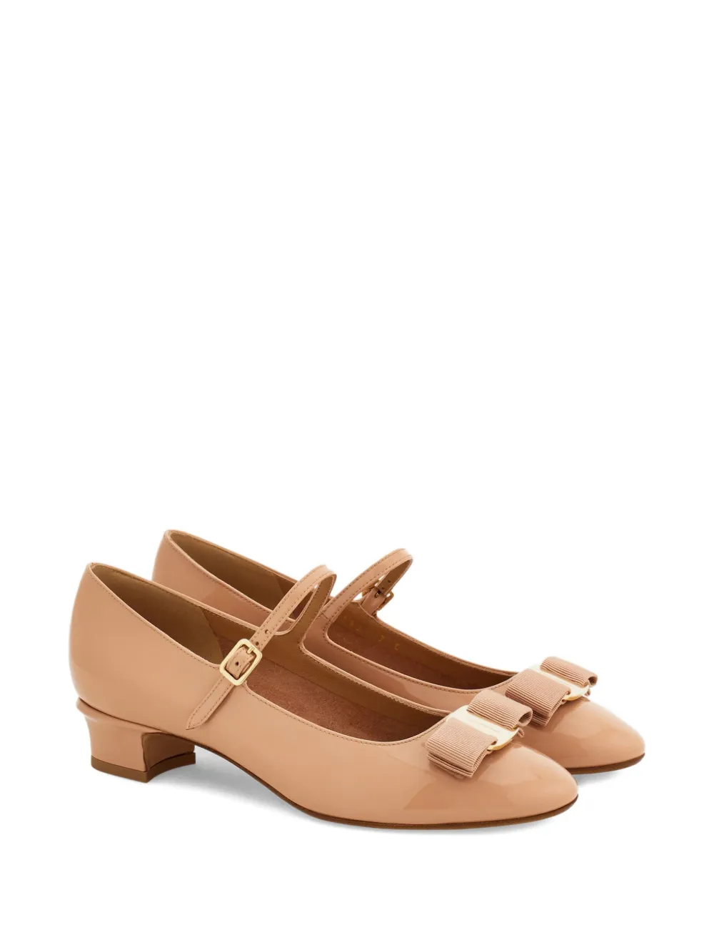 Ferragamo Mary Jane 30mm pumps met strik Beige
