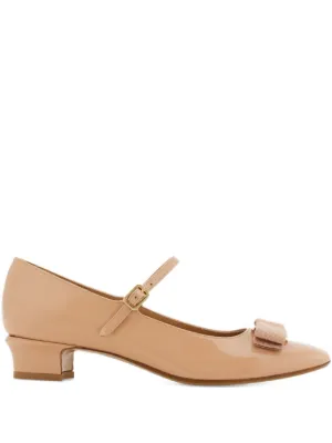 Ferragamo 30mm Mary Jane Vara Bow Pumps | Gold | FARFETCH