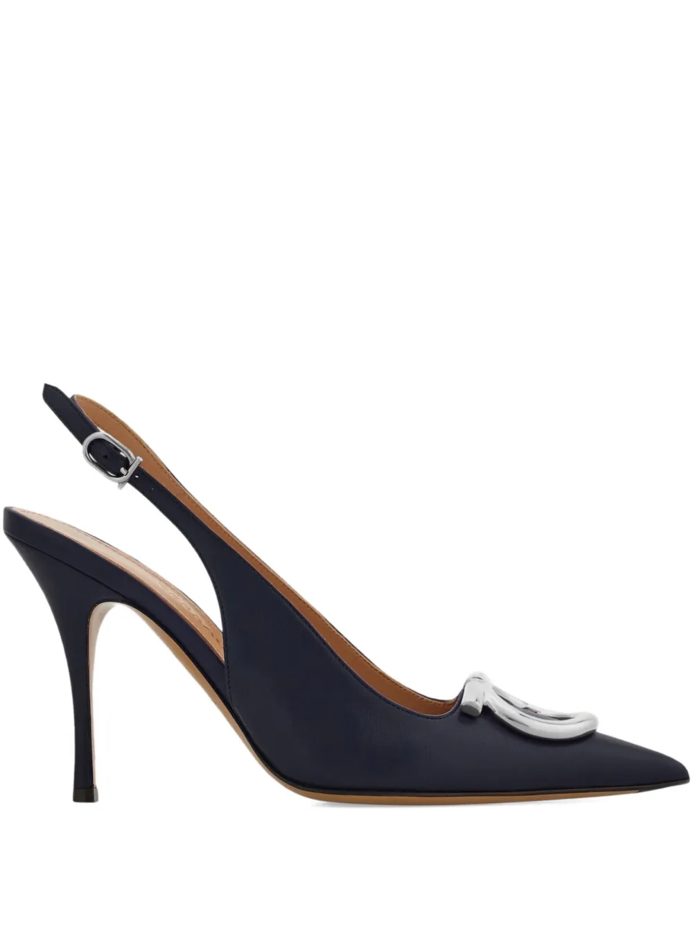 Ferragamo 90mm Maxi Gancini Slingback Pumps In Blue