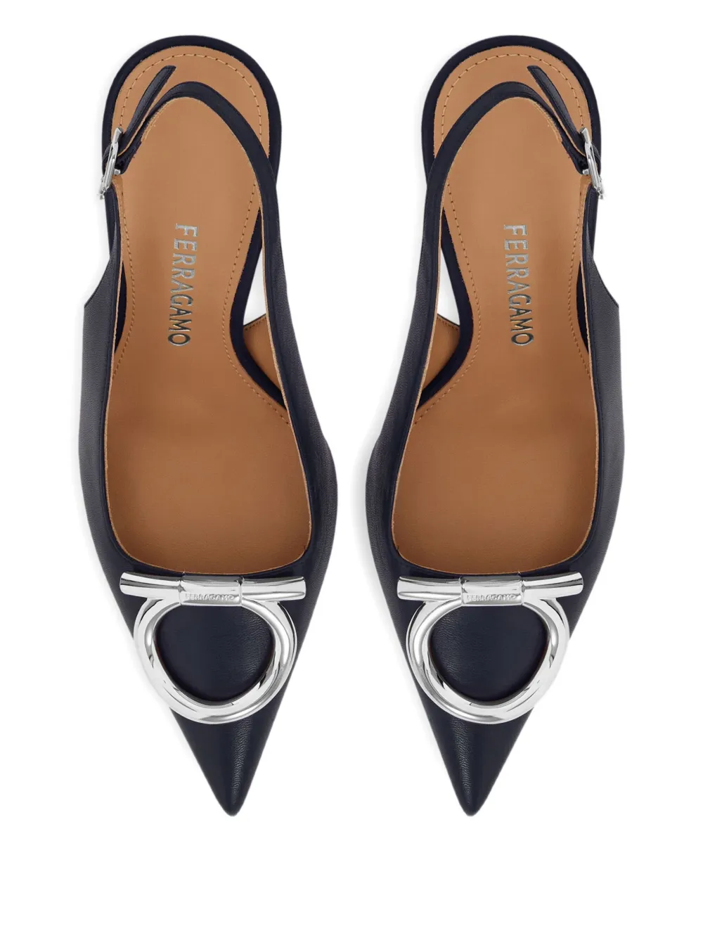 Ferragamo 90mm Maxi Gancini Slingback Pumps In Blue