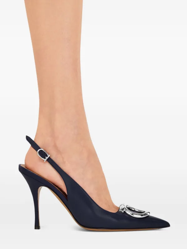 Ferragamo 90mm Maxi Gancini Slingback Pumps | Blue | FARFETCH