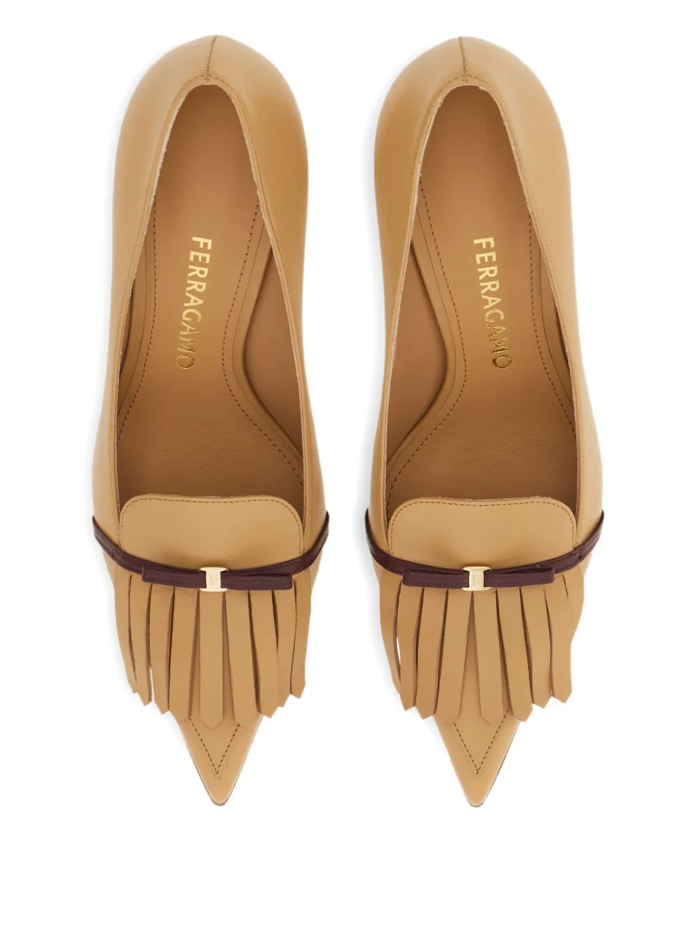 Ferragamo 70mm pumps met strikdetail Bruin