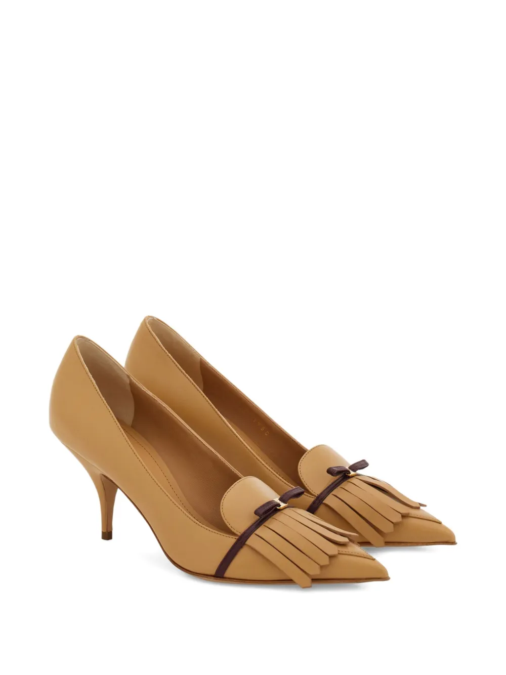 Ferragamo 70mm pumps met strikdetail Bruin