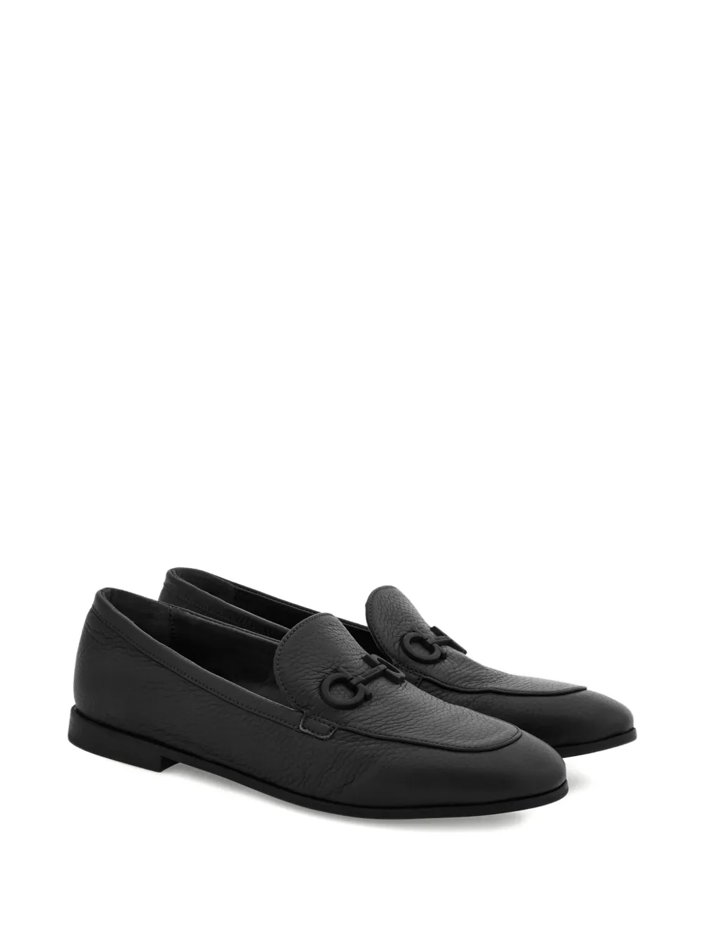 Ferragamo Gancini Almond-toe Loafers In Black