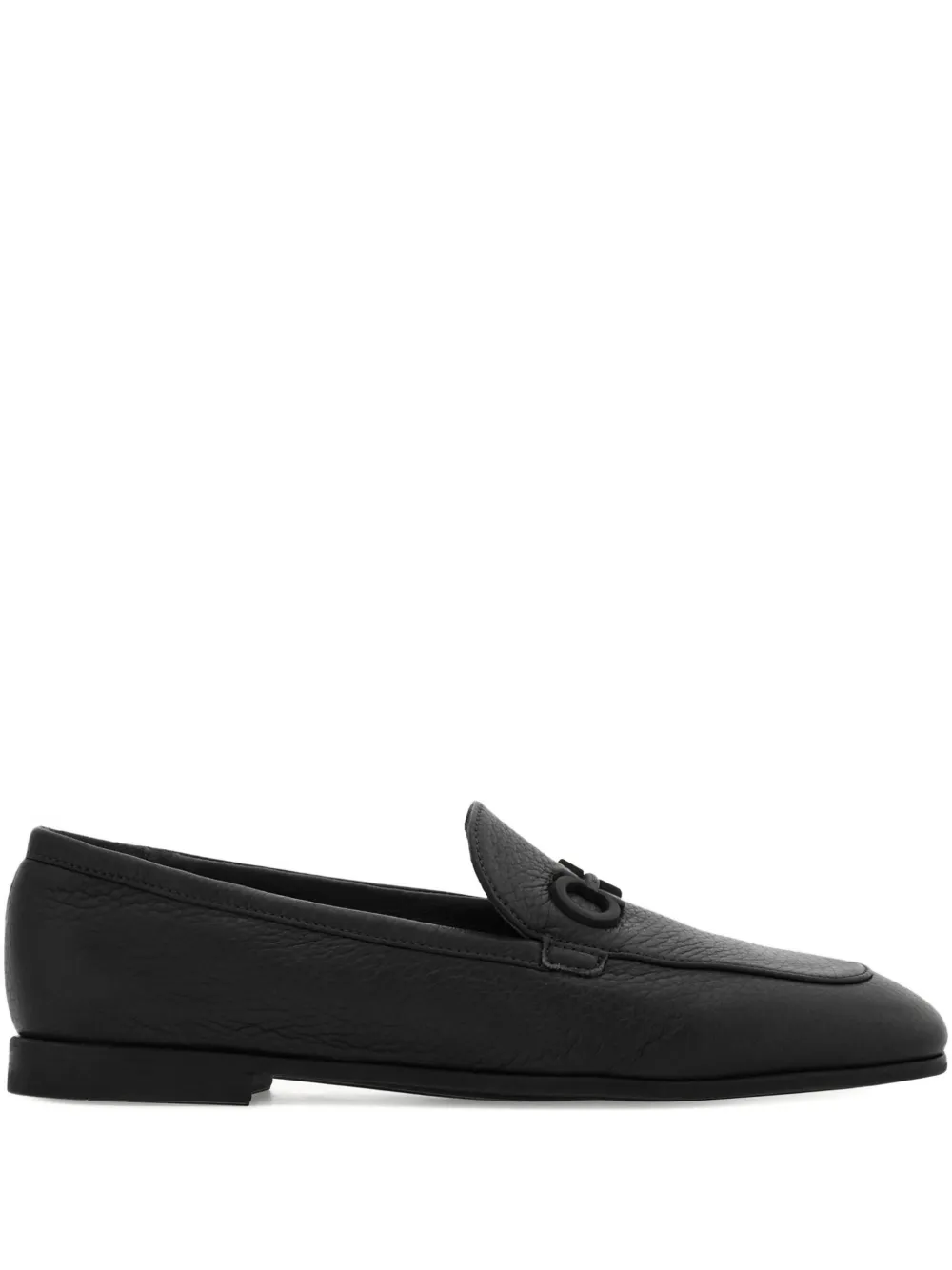 Ferragamo Gancini Almond-toe Loafers In Black