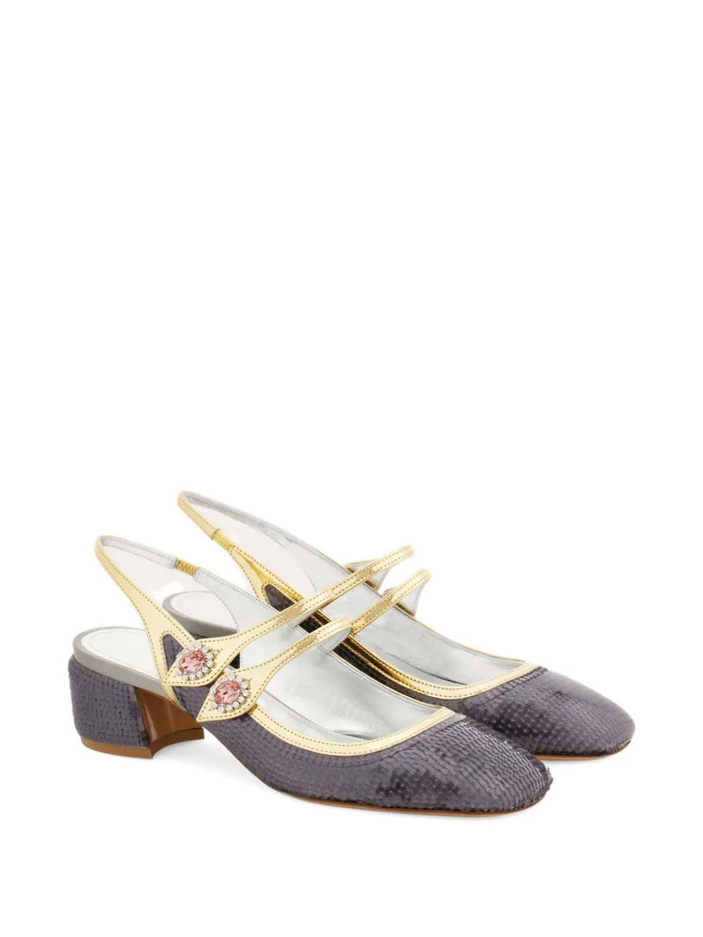 Ferragamo 40mm slingback pumps verfraaid met pailletten Zilver