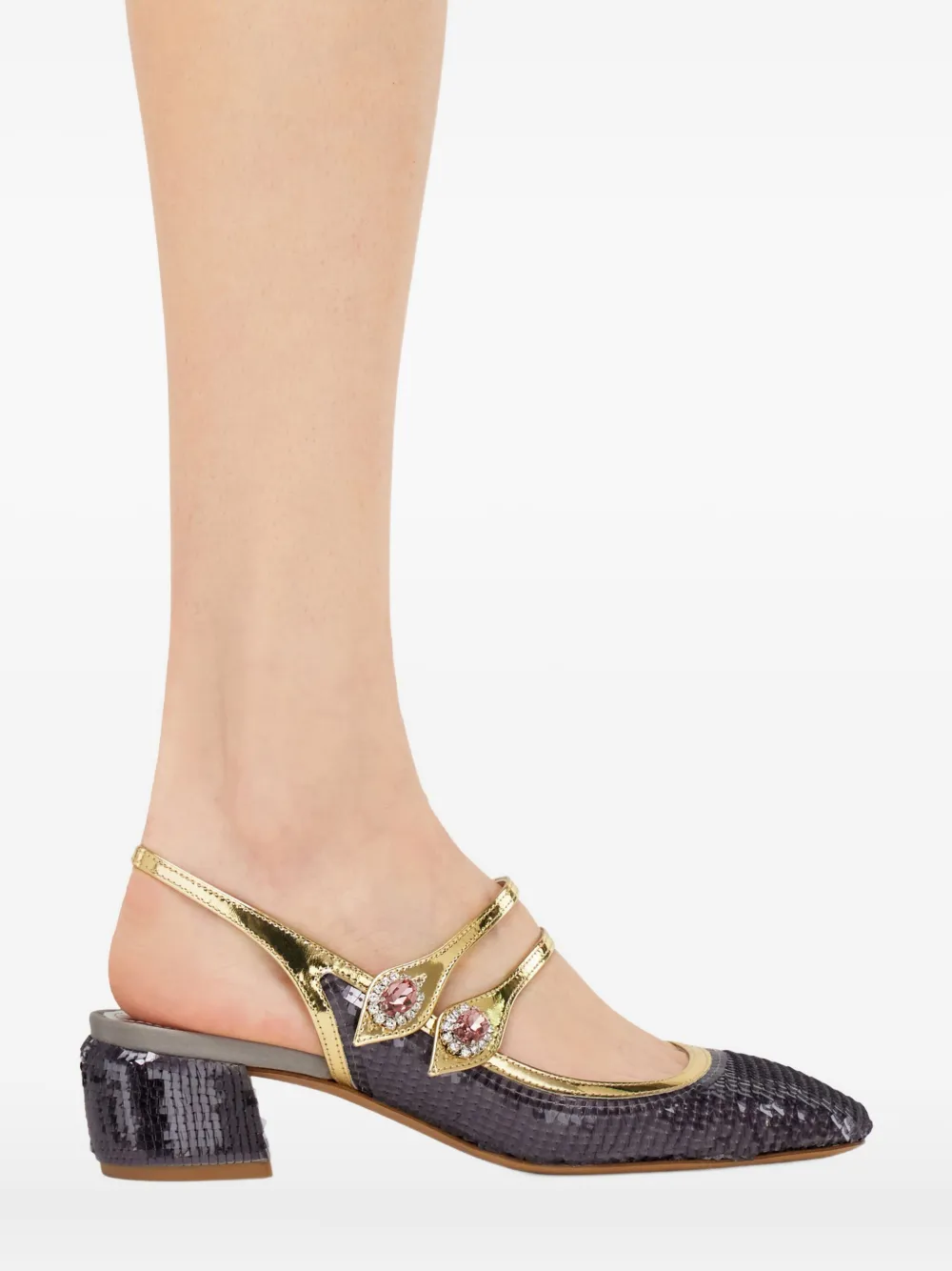 Ferragamo 40mm slingback pumps verfraaid met pailletten Zilver