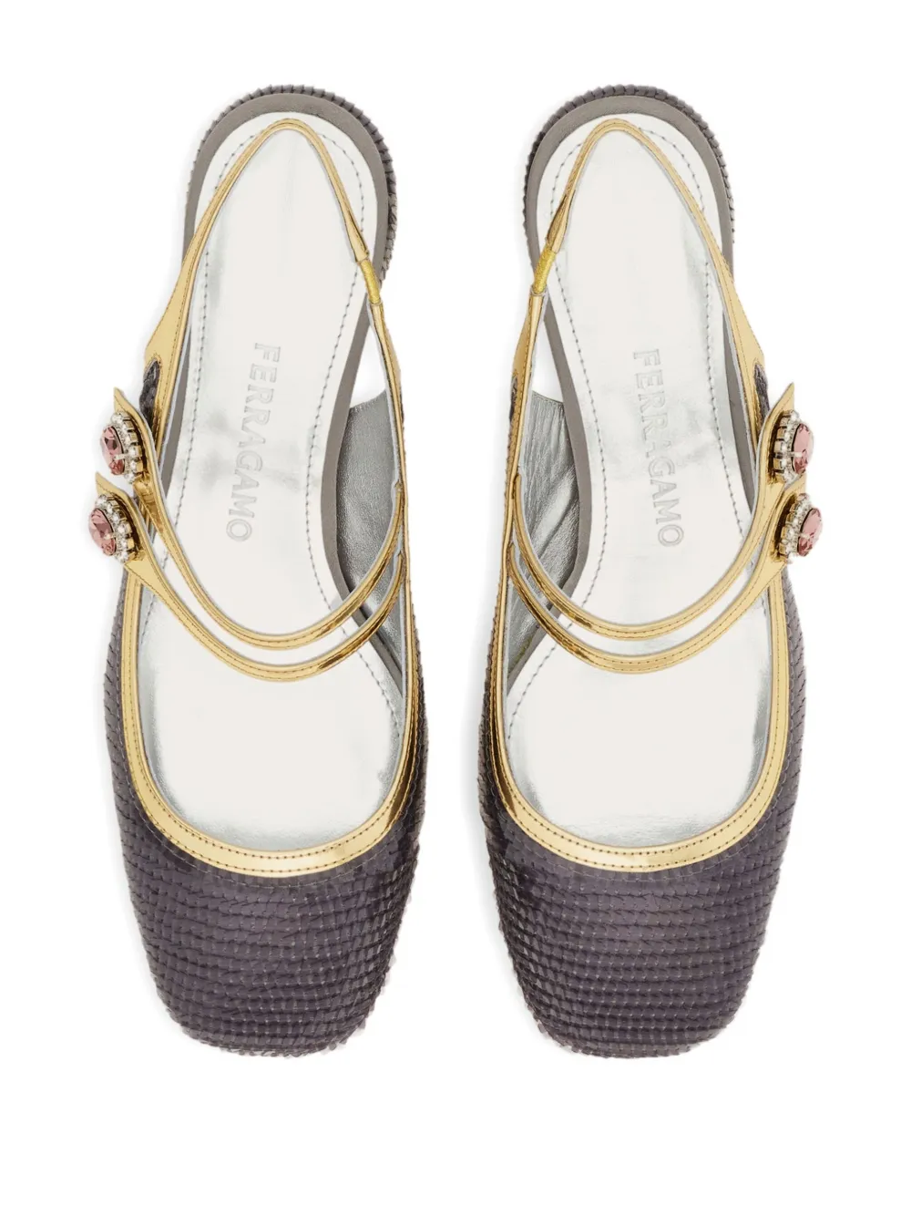 Ferragamo 40mm slingback pumps verfraaid met pailletten Zilver