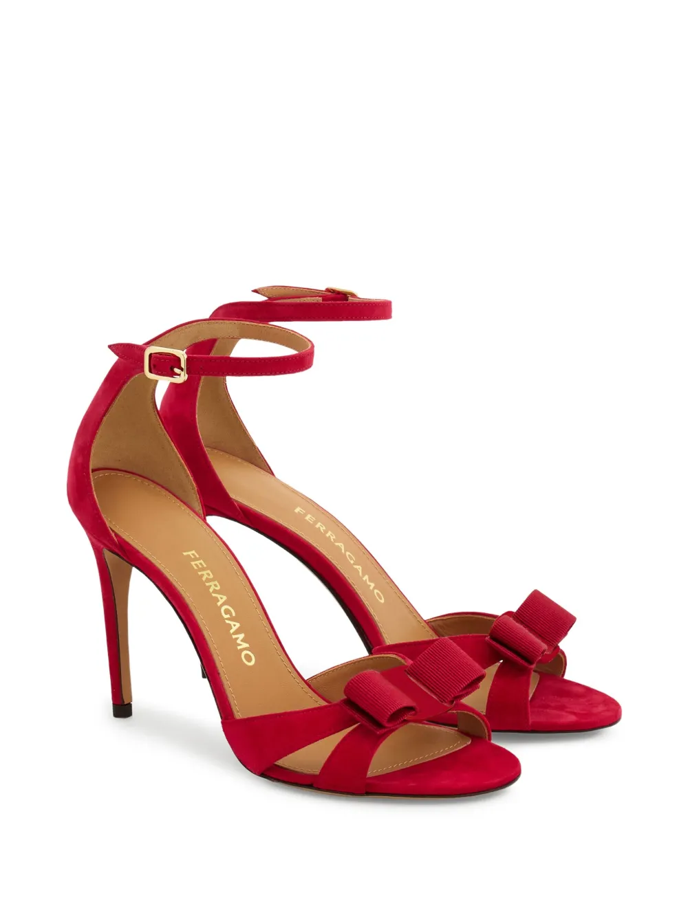 Ferragamo 90 mm sandalen met Vara-strik Rood