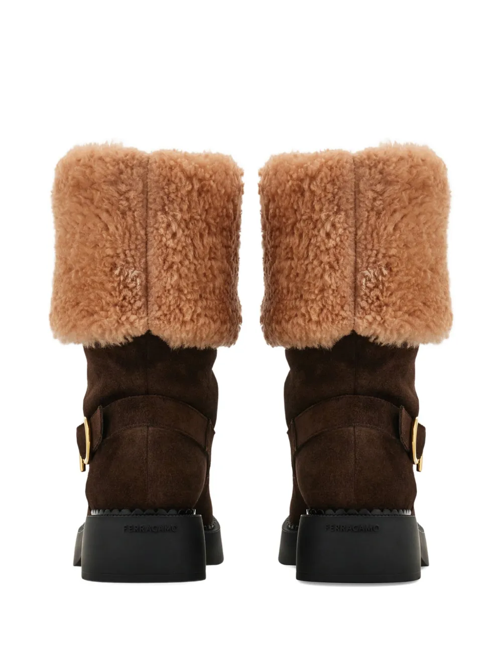 Ferragamo Enkellaarzen met gespdetails Bruin