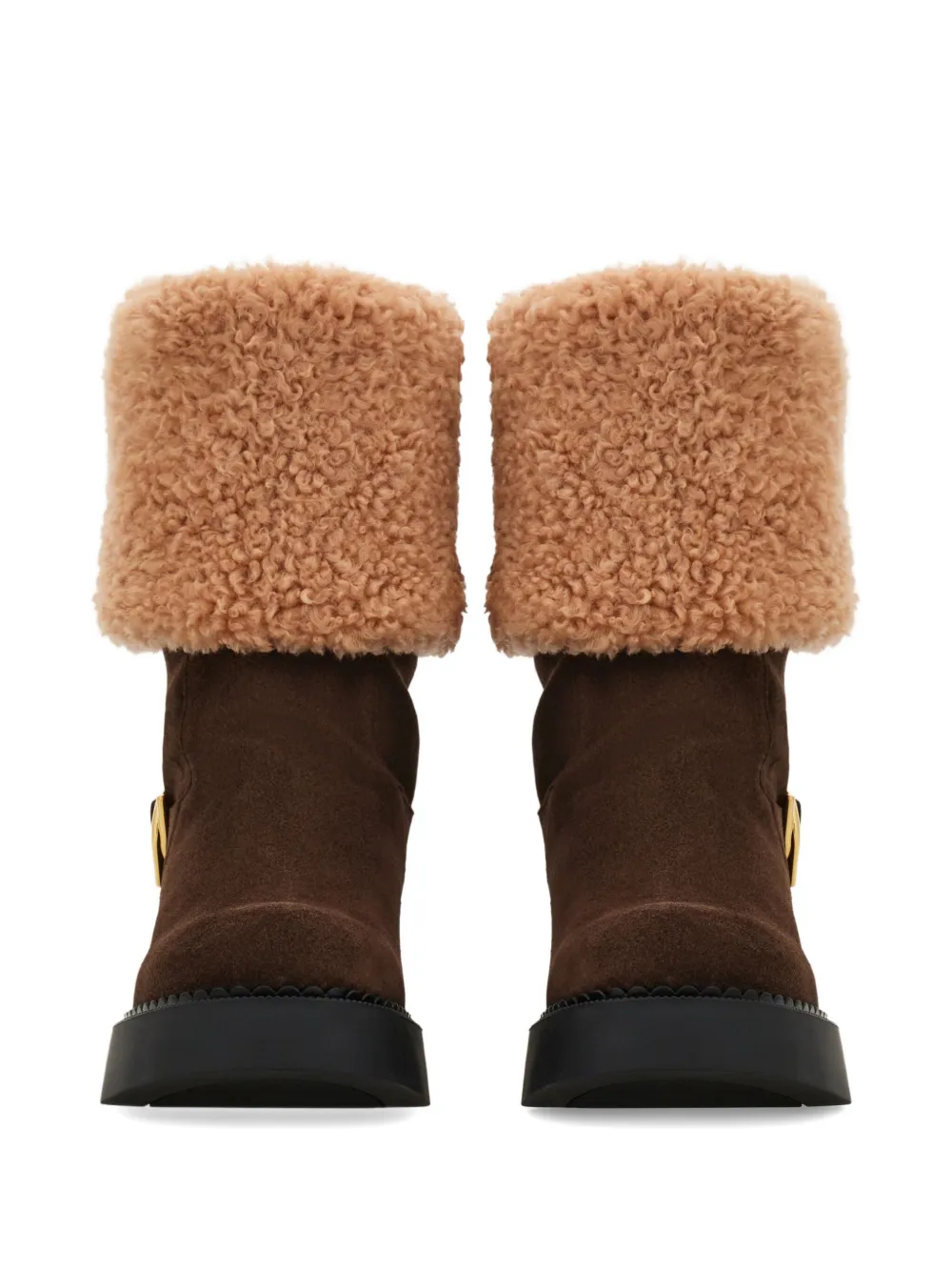 Ferragamo Enkellaarzen met gespdetails Bruin