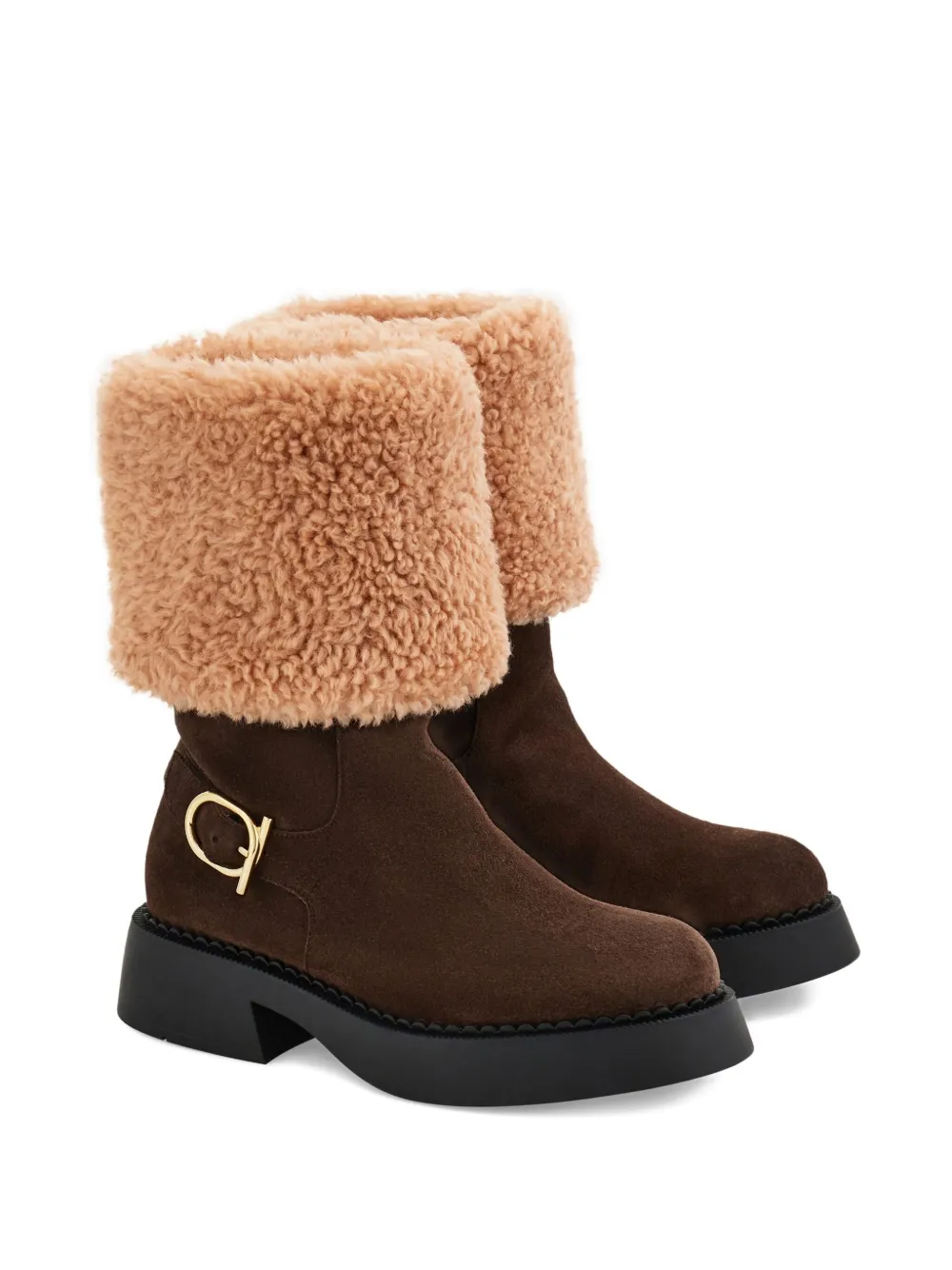 Ferragamo Enkellaarzen met gespdetails Bruin