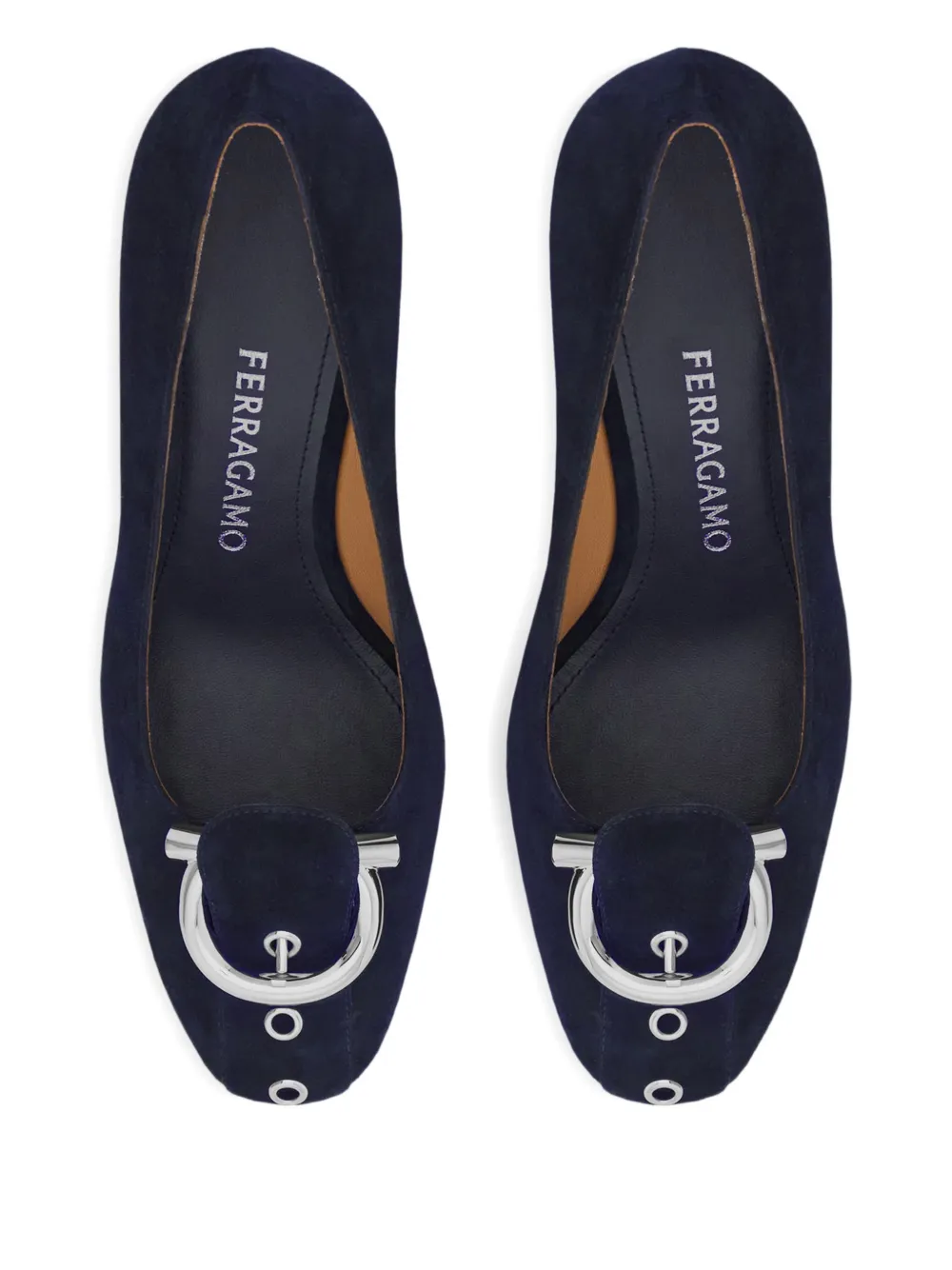 Ferragamo 70 mm Gancio pumps met blokhak Blauw