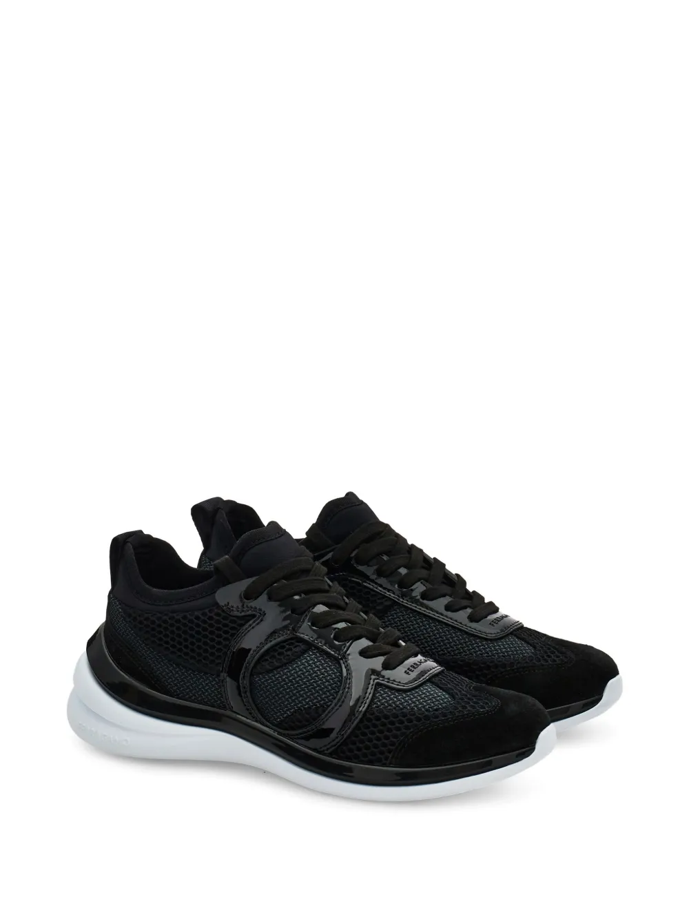 Ferragamo Gancini sneaker with mesh detail Zwart
