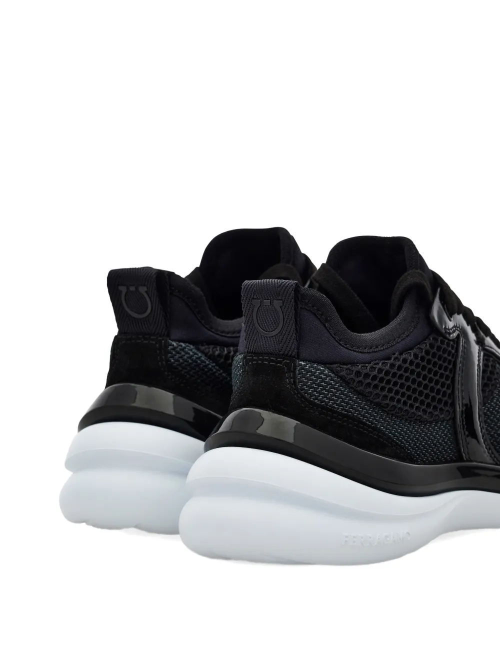 Ferragamo Gancini sneaker with mesh detail Zwart