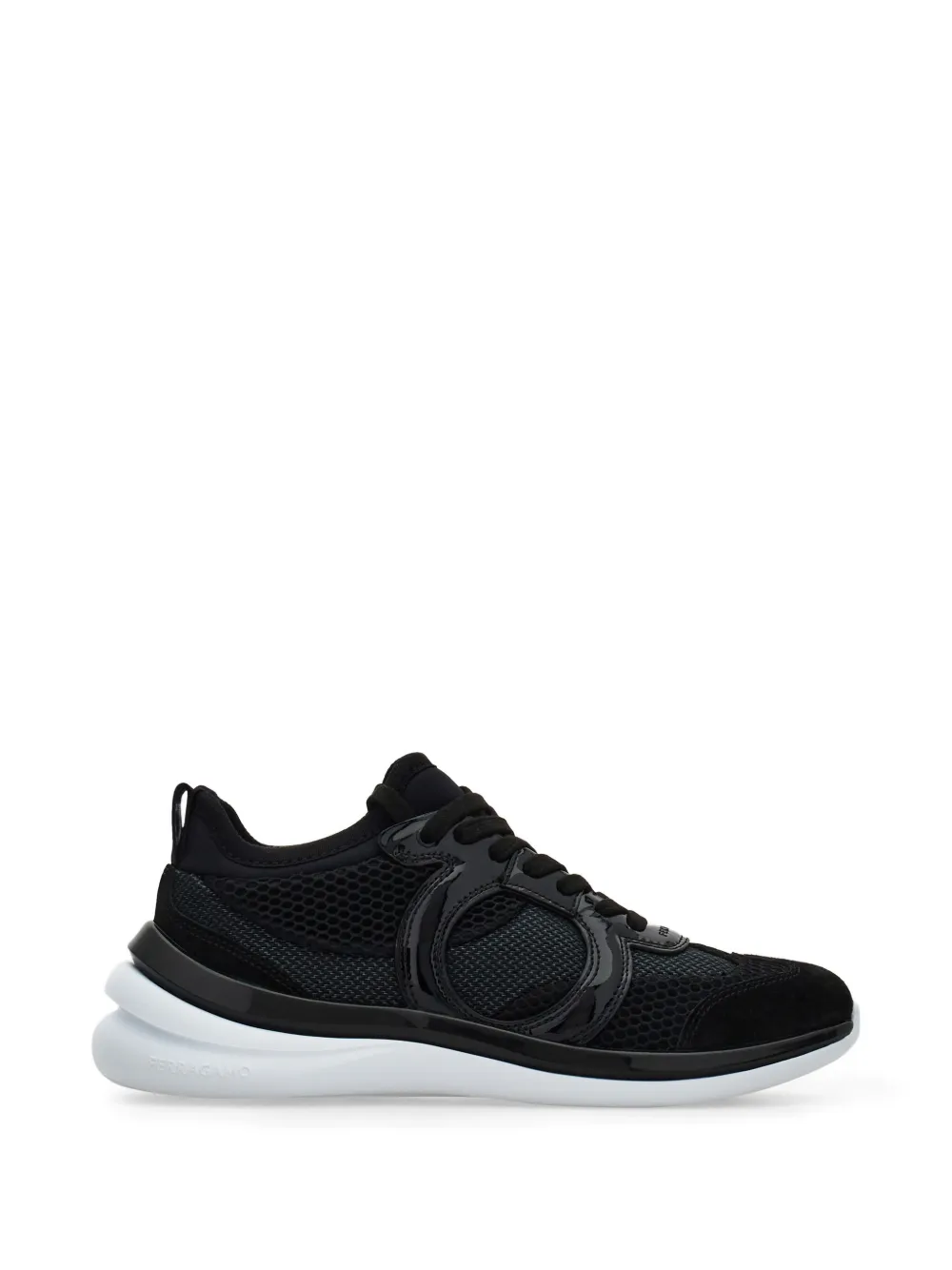 Ferragamo Gancini sneaker with mesh detail - Nero