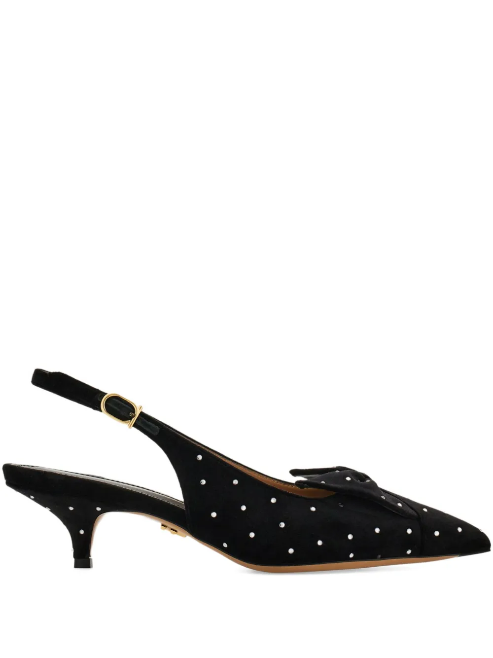 Ferragamo 40mm bow crystal slingback pumps - Black