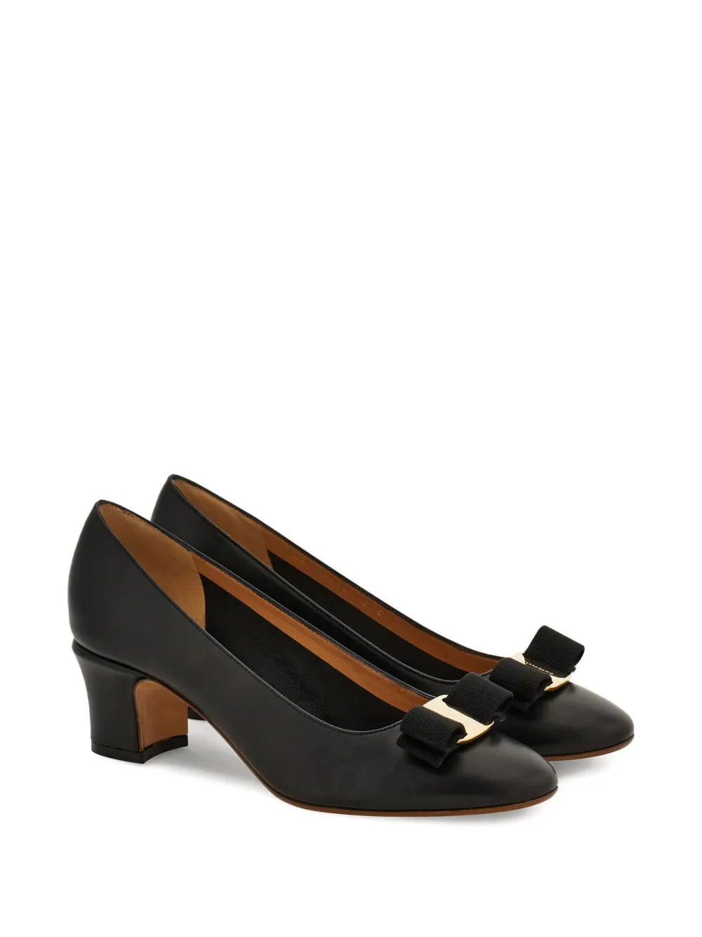 Ferragamo 50mm Vara Bow Block-heel Pumps In Black