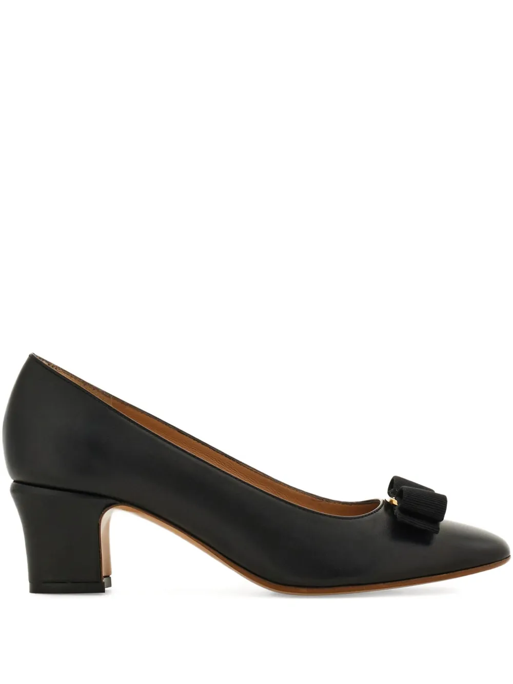 Ferragamo 50mm Vara Bow Block-heel Pumps In Black