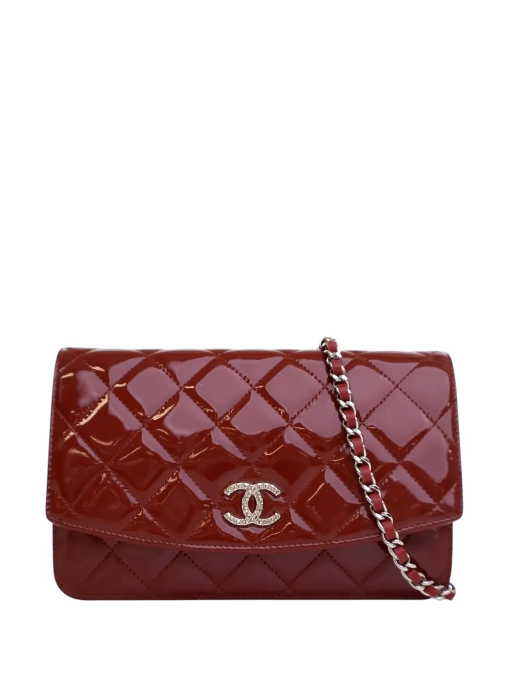 CHANEL Pre-Owned 2011 Quilted Patent Brilliant Wallet On Chain CHANEL Pre-Owned 2011 Quilted Patent Brilliant Wallet On Chain