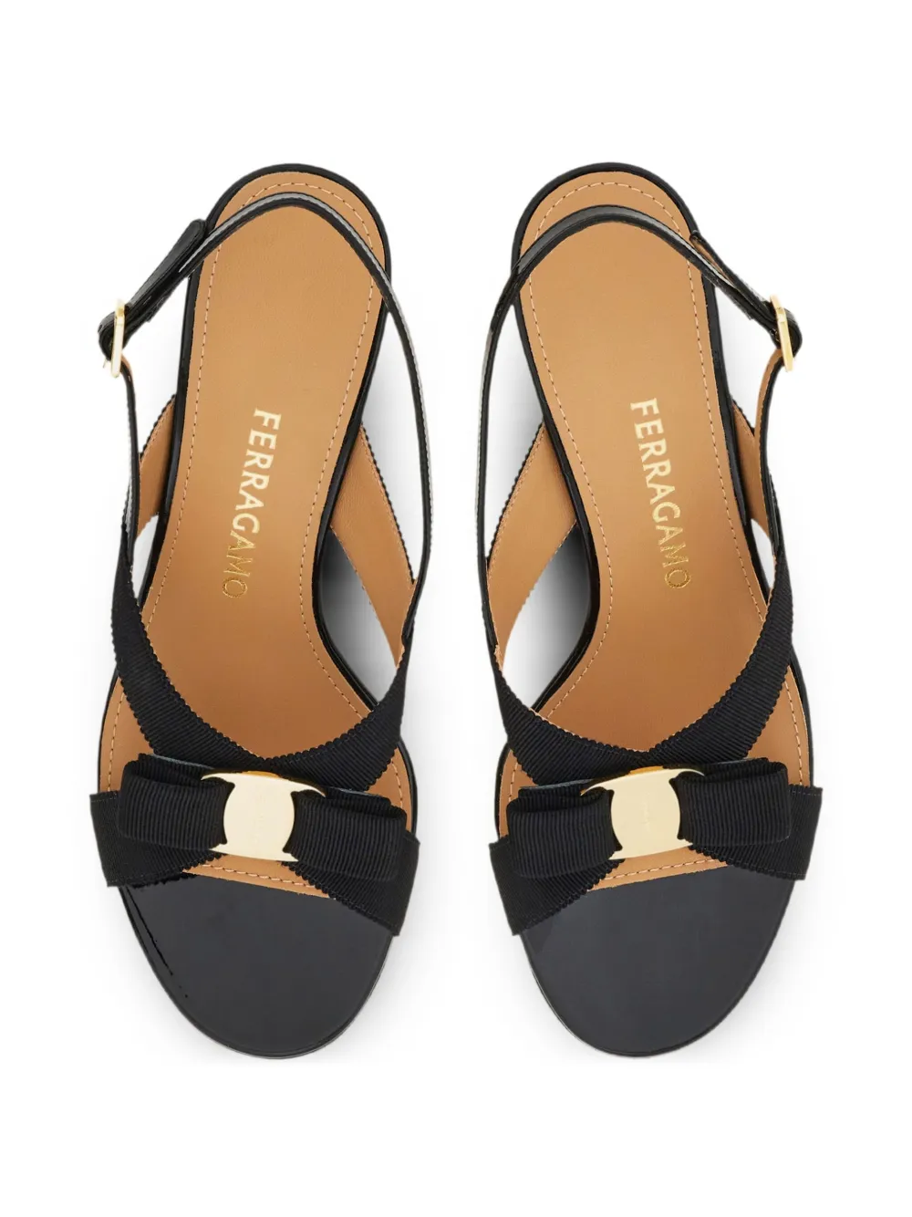 Ferragamo 50 mm sandalen met strikdetail en hak Zwart