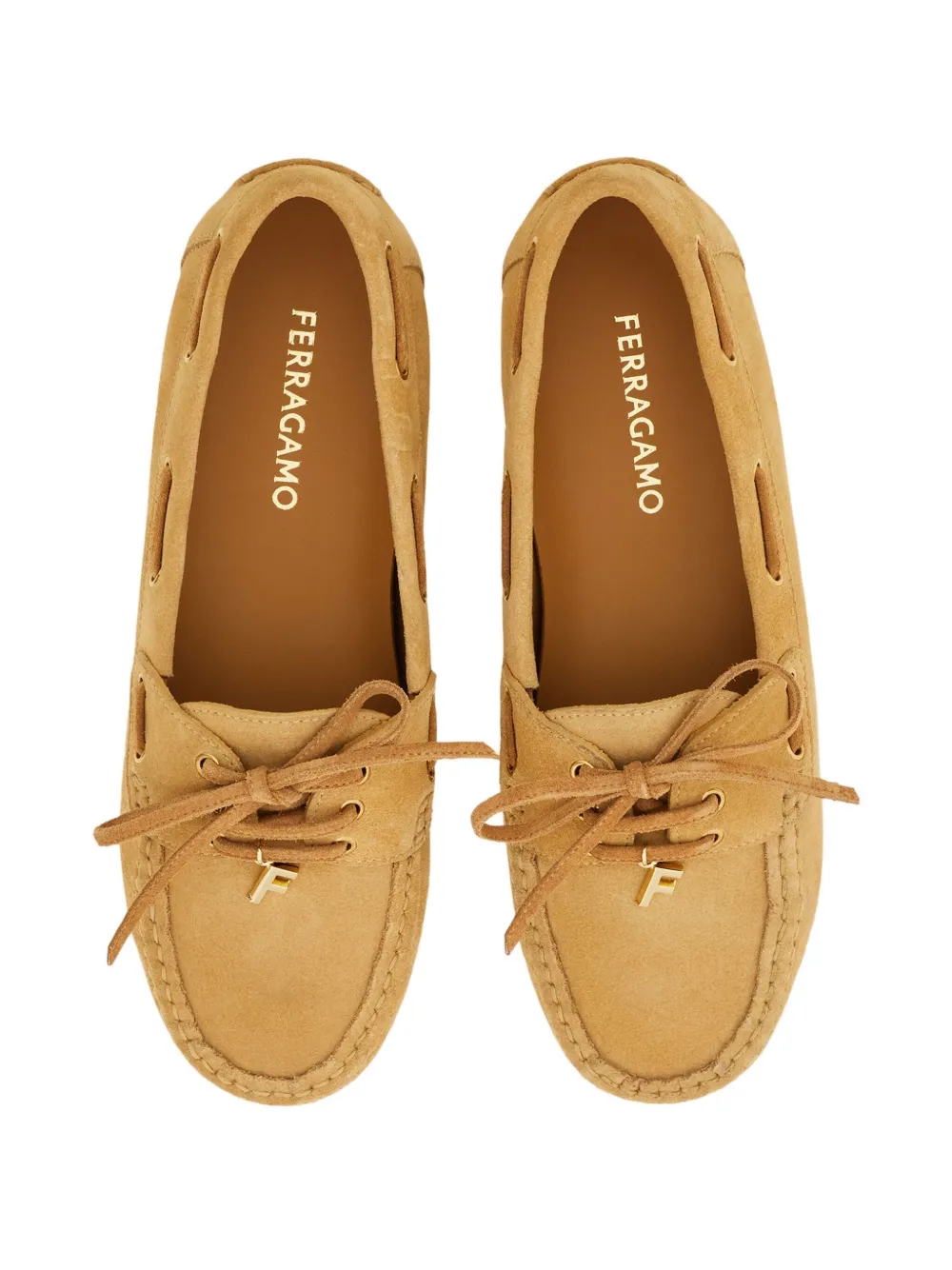 Ferragamo Leren bootschoenen Beige