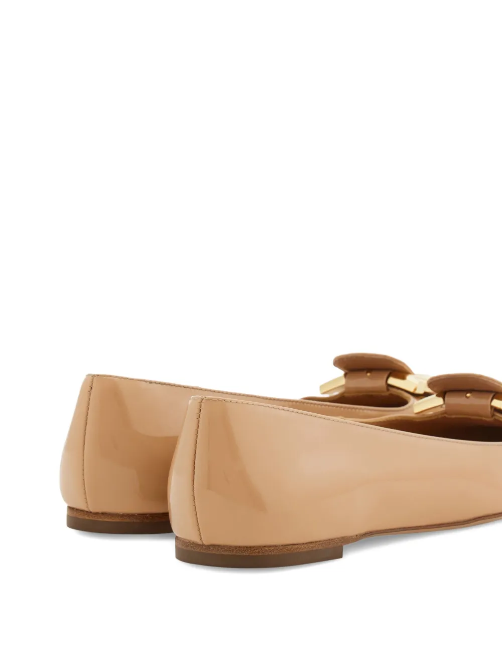 Ferragamo Ballerina's met gancini bandje Beige