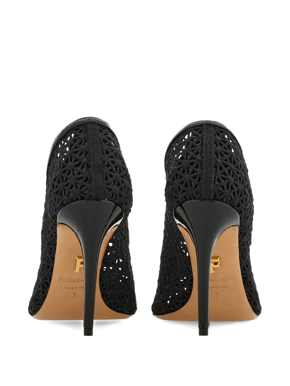 Ferragamo 90mm macramé pumps Zwart