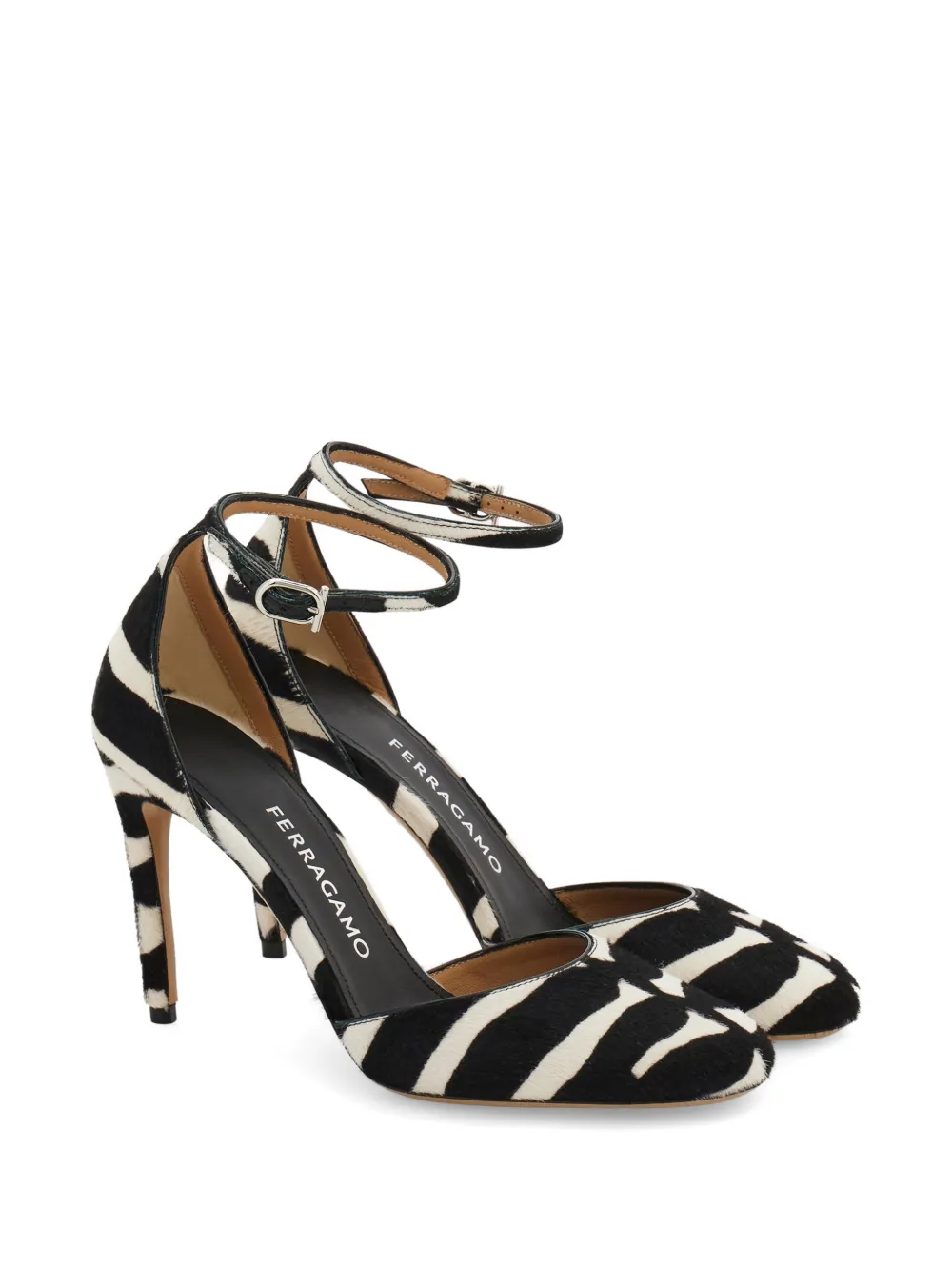 Ferragamo pony skin stiletto pump Zwart