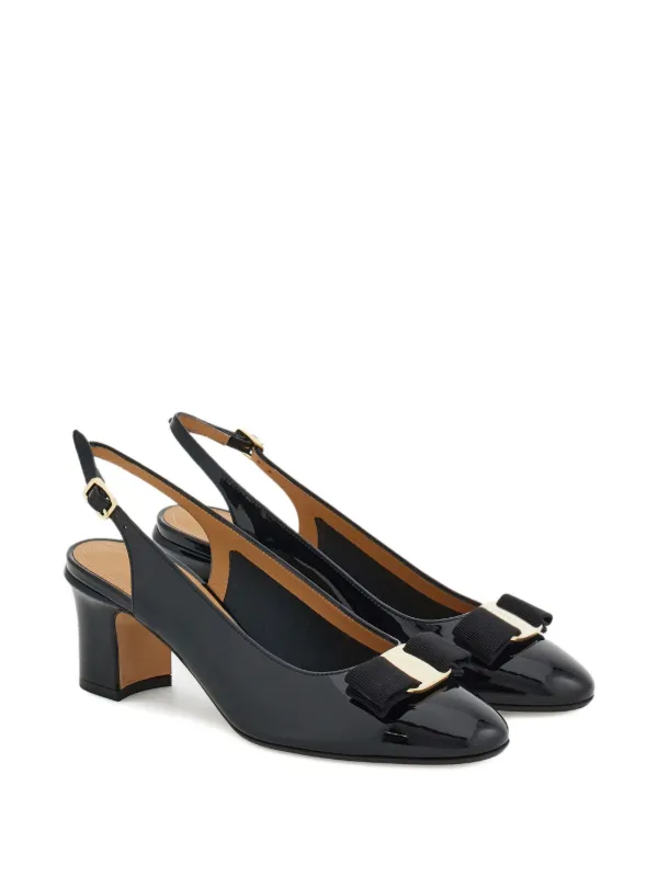 サルバトーレフェラガモ ヴァラリボン バックストラップ パンプス ブラックレザー Ferragamo ヴァラ リボン スリングバック パンプス 50mm | ブラック