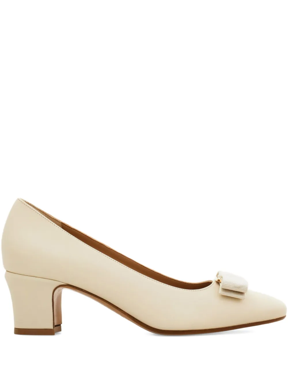 Ferragamo 50mm Vara Bow Block Heel Pumps In Neutral