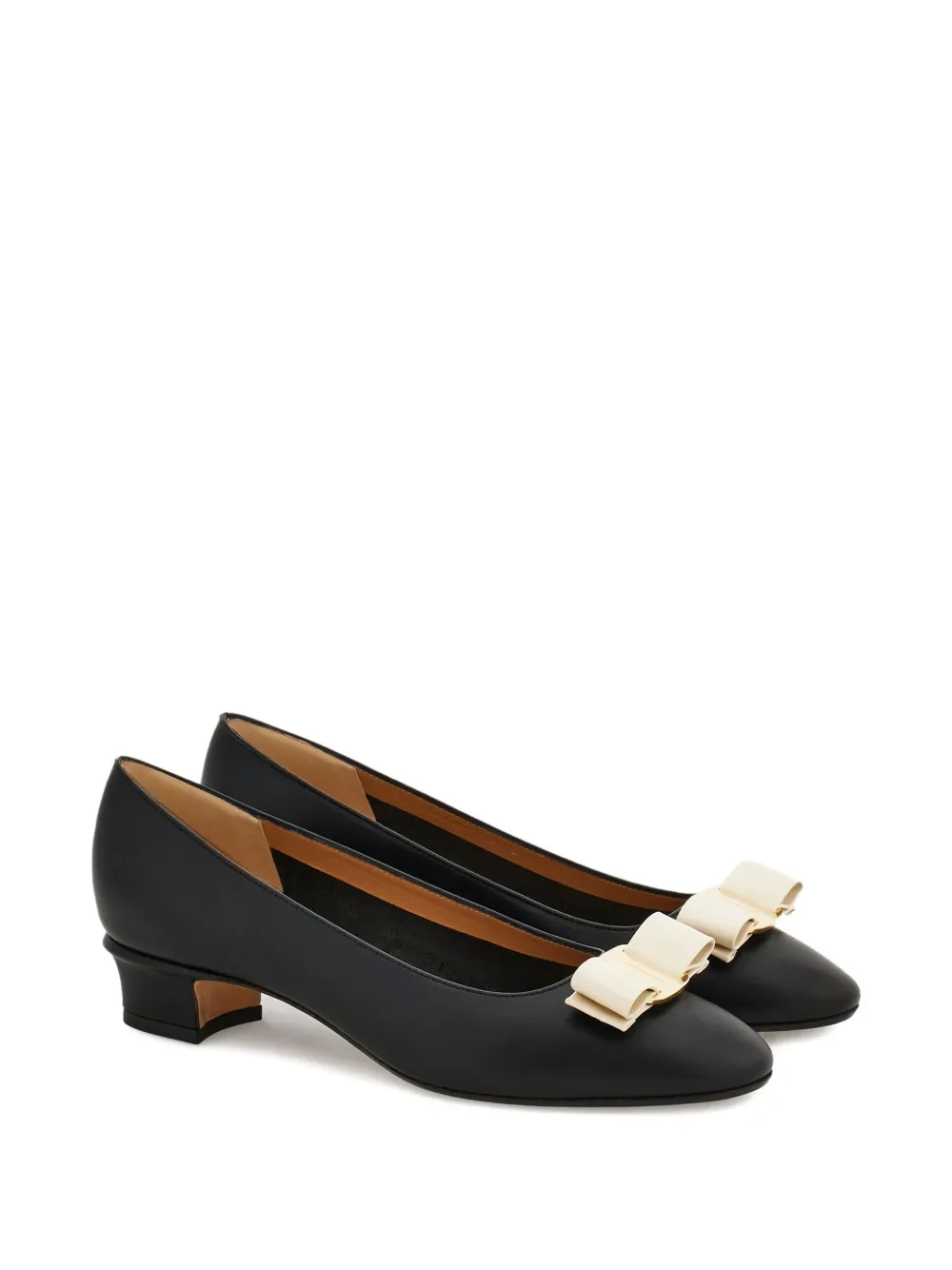 Ferragamo 30mm Vara Bow pumps met blokhak Zwart