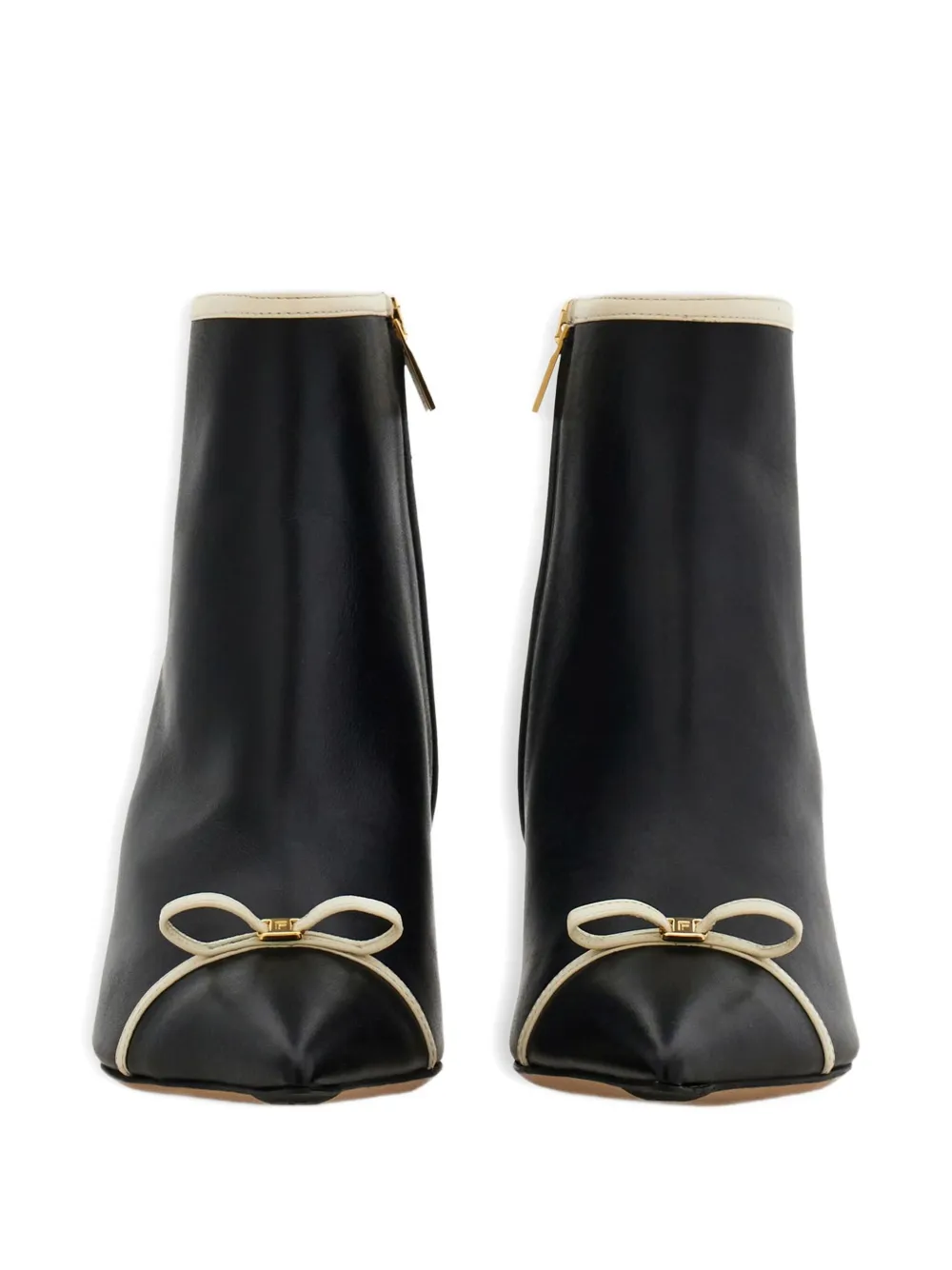 Ferragamo 70mm enkellaarzen met puntige neus en strikdetail Zwart