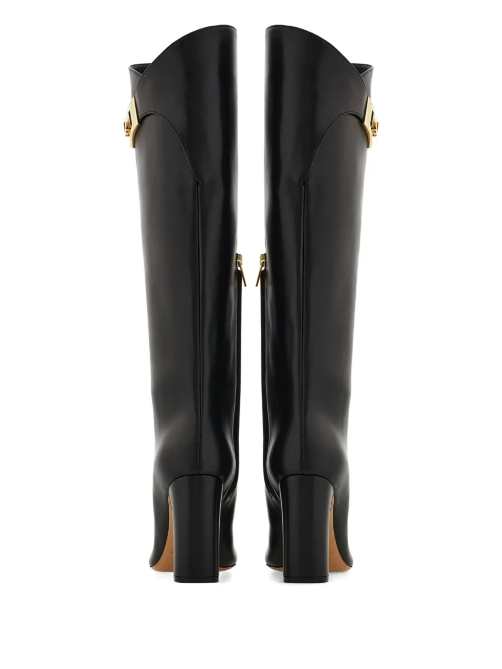 Ferragamo 90 mm knielaarzen met gespdetail Zwart