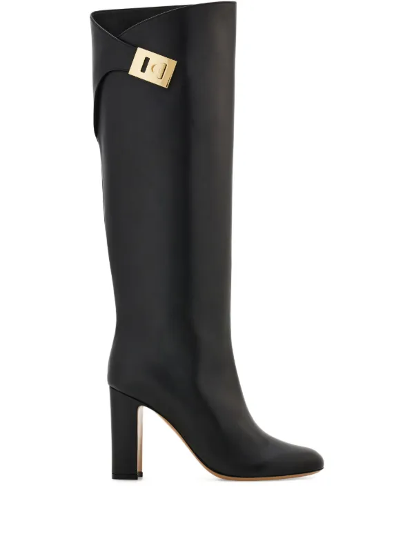 Ferragamo バックル ロングブーツ 90mm | ブラック | FARFETCH JP