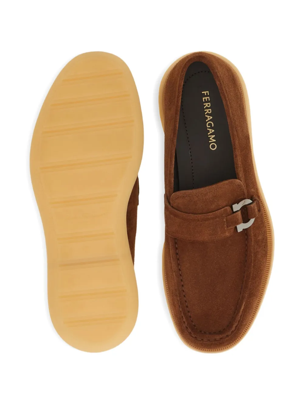 Ferragamo Loafers met Gancini-plakkaat Bruin