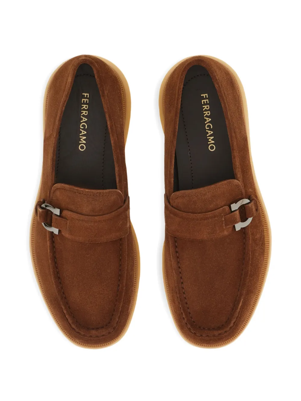 Ferragamo Loafers met Gancini-plakkaat Bruin