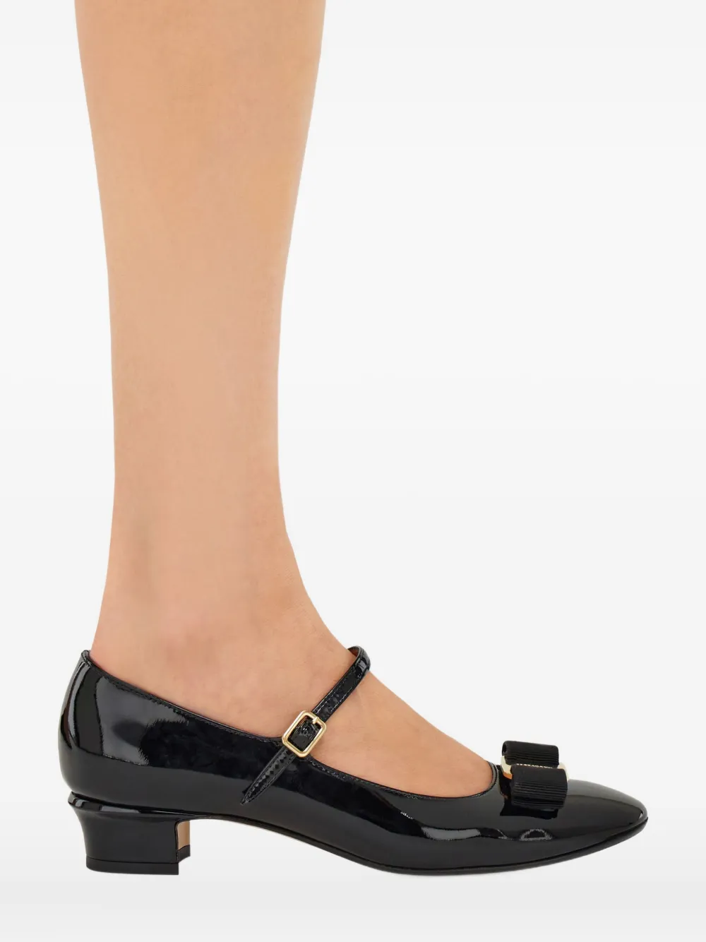 Ferragamo 30mm Vara Bow-detail Mary Jane Pumps In Black