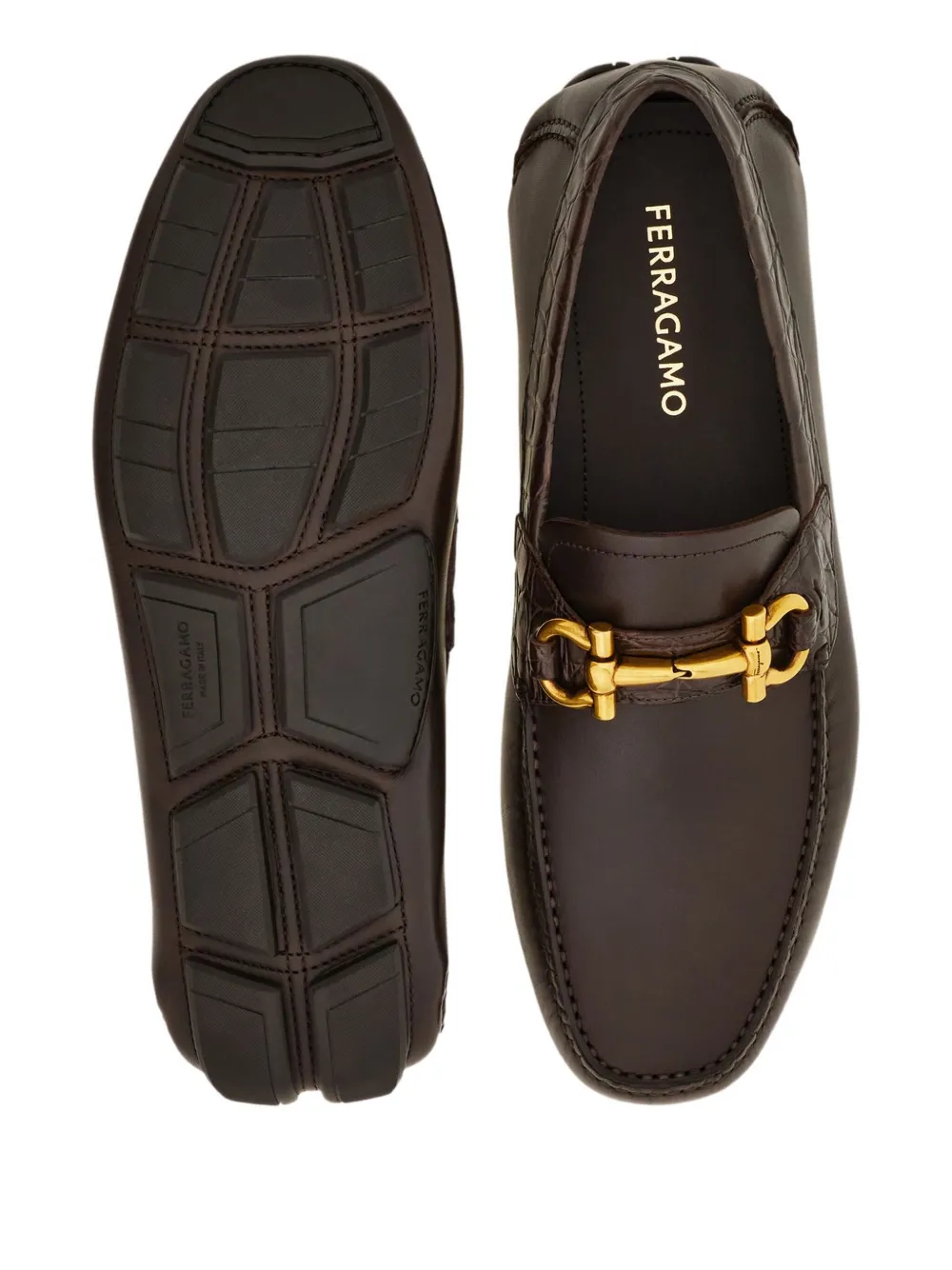 Ferragamo Loafers met Gancini-gesp Bruin