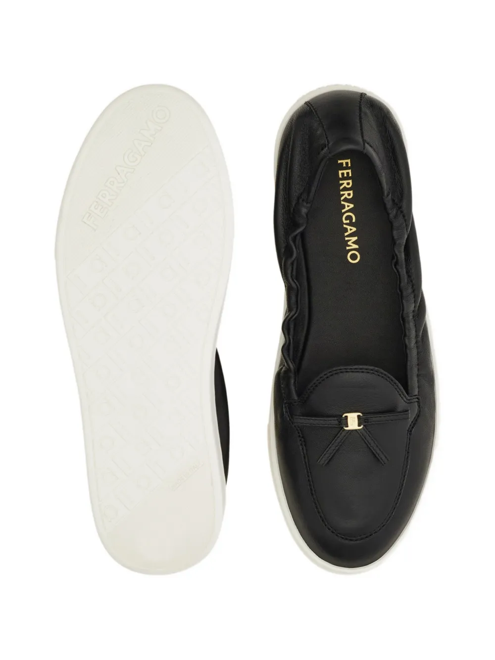 Ferragamo flexible loafer with mini bow detail Zwart