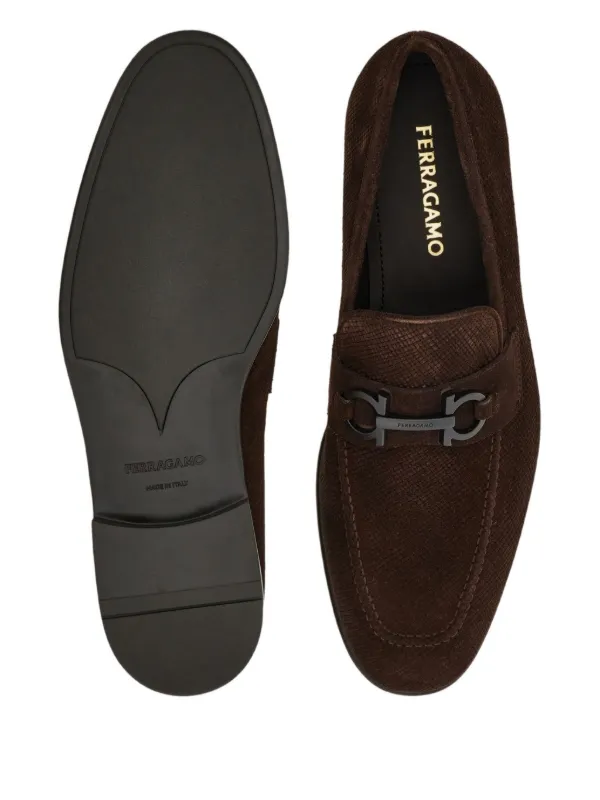 Ferragamo Gancini Suede Loafers | Brown | FARFETCH