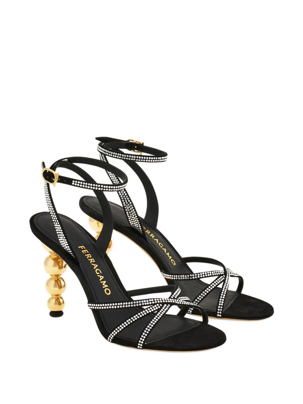 Ferragamo 90mm Crystal Bauble-heel Sandals In Multi