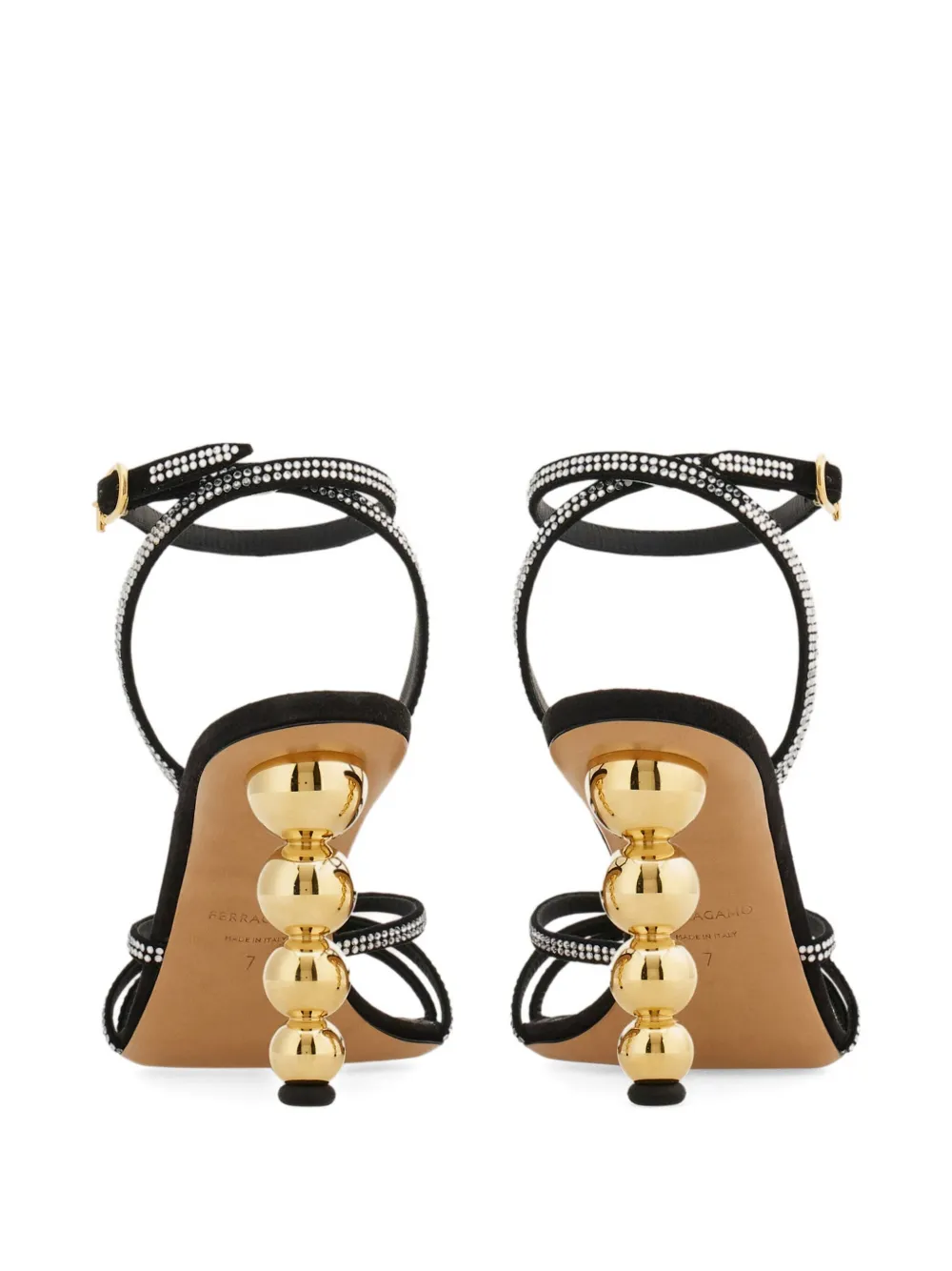 Ferragamo 90mm Crystal Bauble-heel Sandals In Multi
