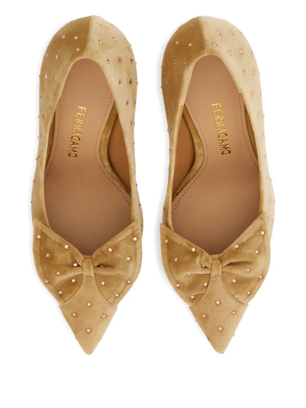 Ferragamo Mid Heel Pump With Bow Detail In Multi