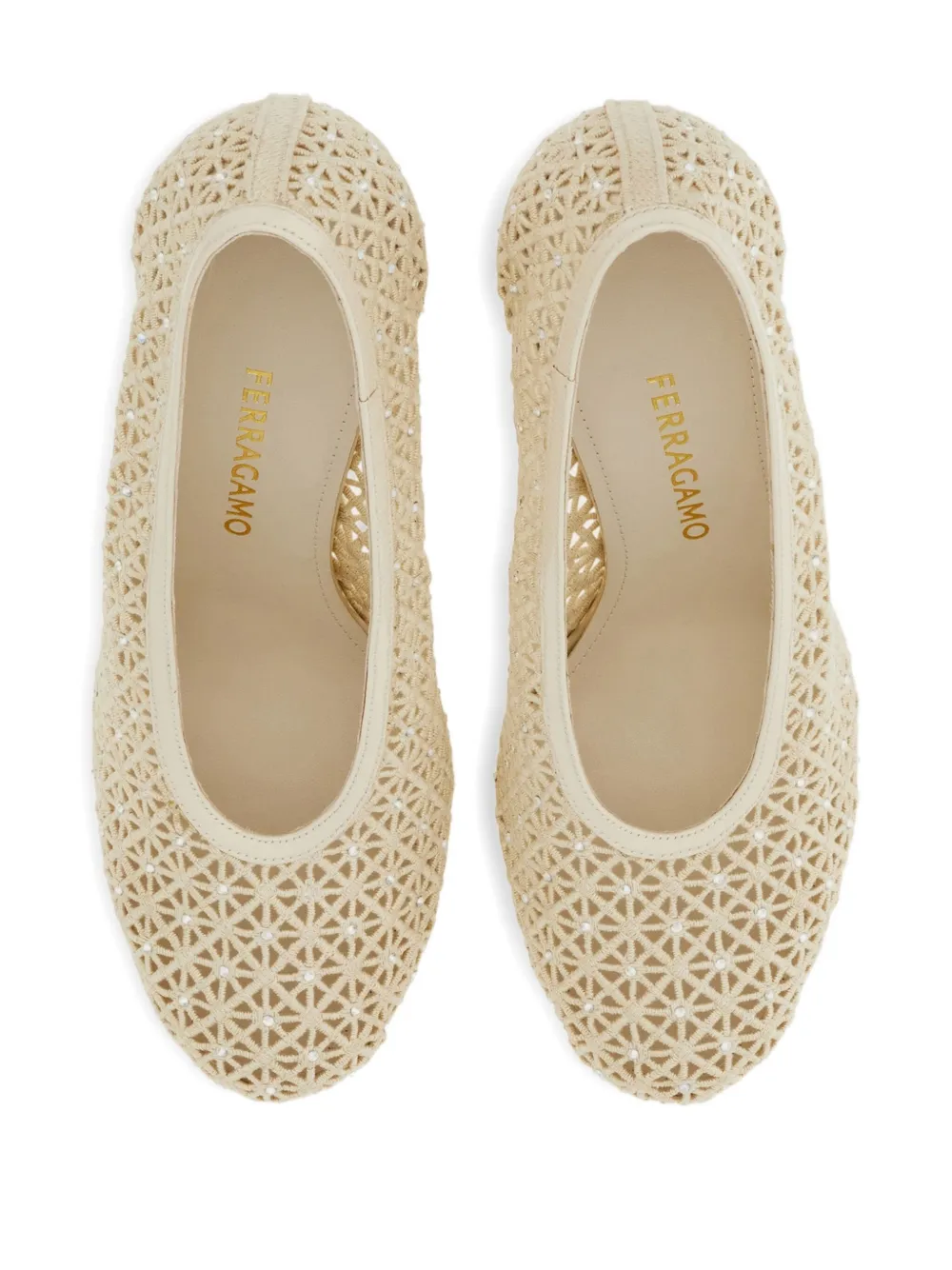 Ferragamo 90mm macramé pumps Wit