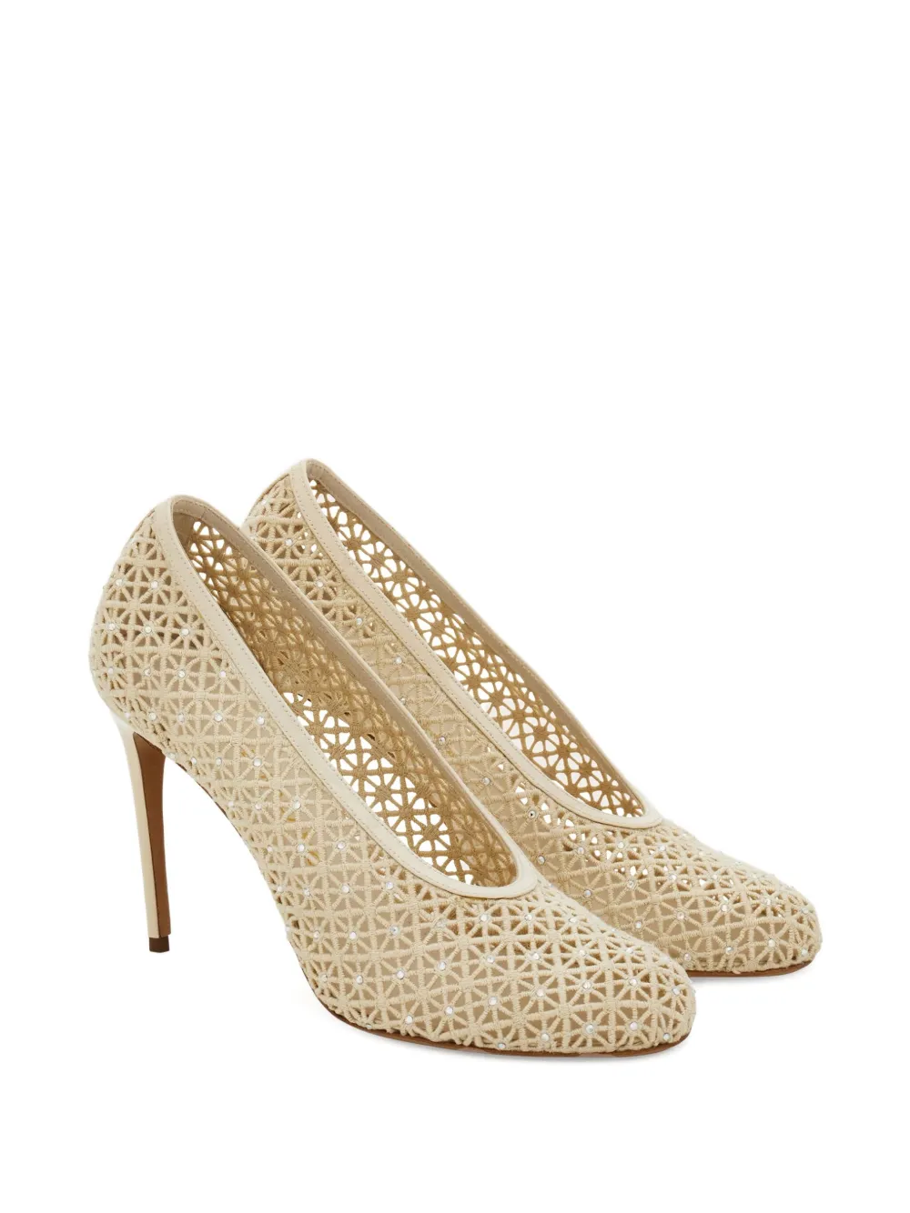 Ferragamo 90mm macramé pumps Wit