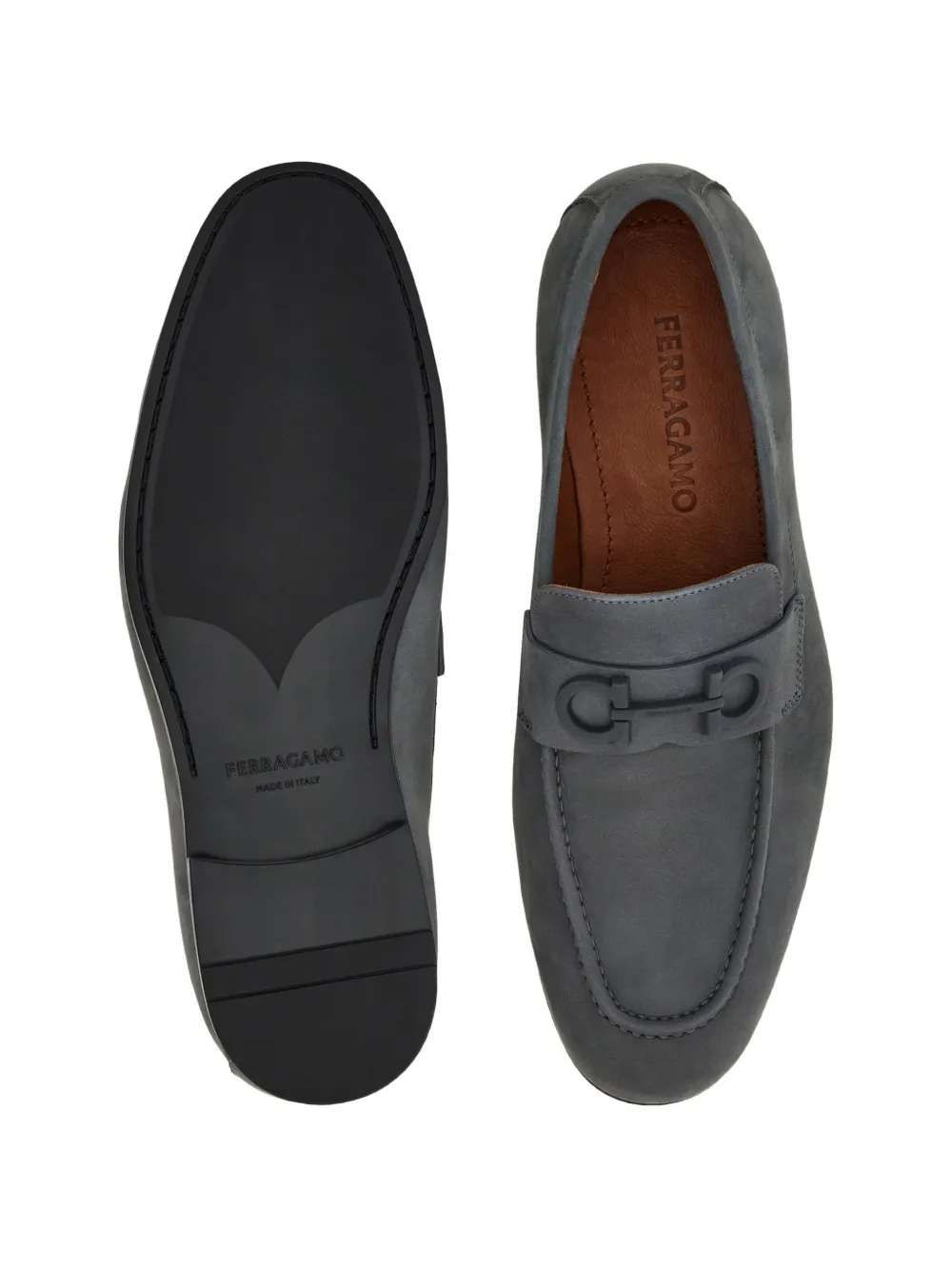 Ferragamo leather loafers Grijs